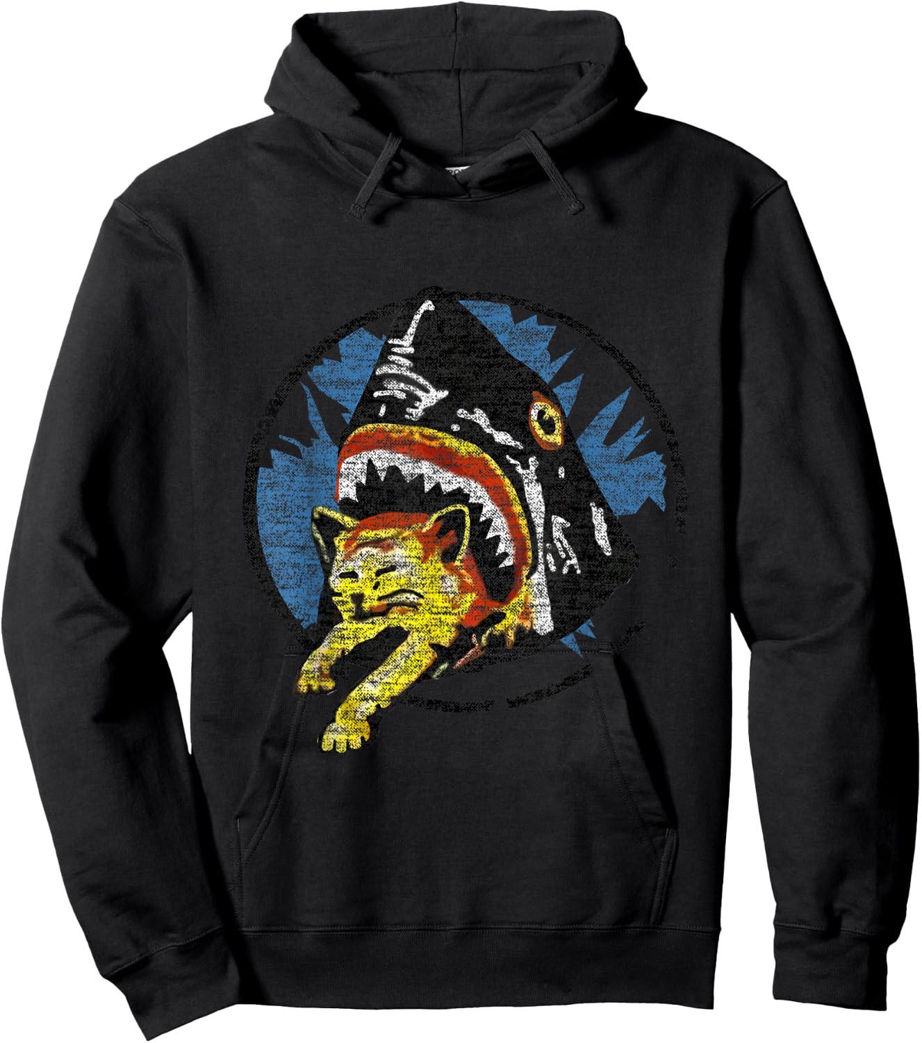 Shark Eating a Cat Shirt Hoodie - Hoodie | Black