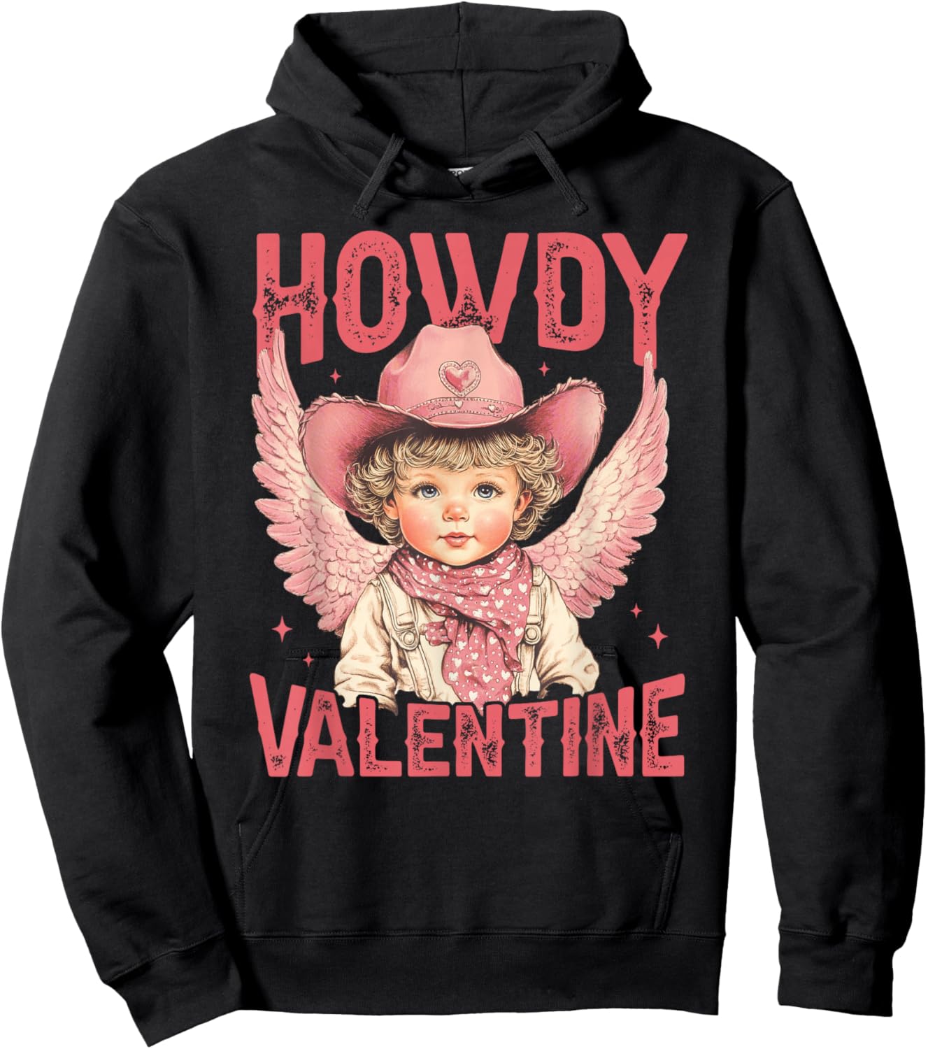 Cowboy Cupid Tight Hearts Love Western Howdy Valentine Hoodie - Hoodie | Black