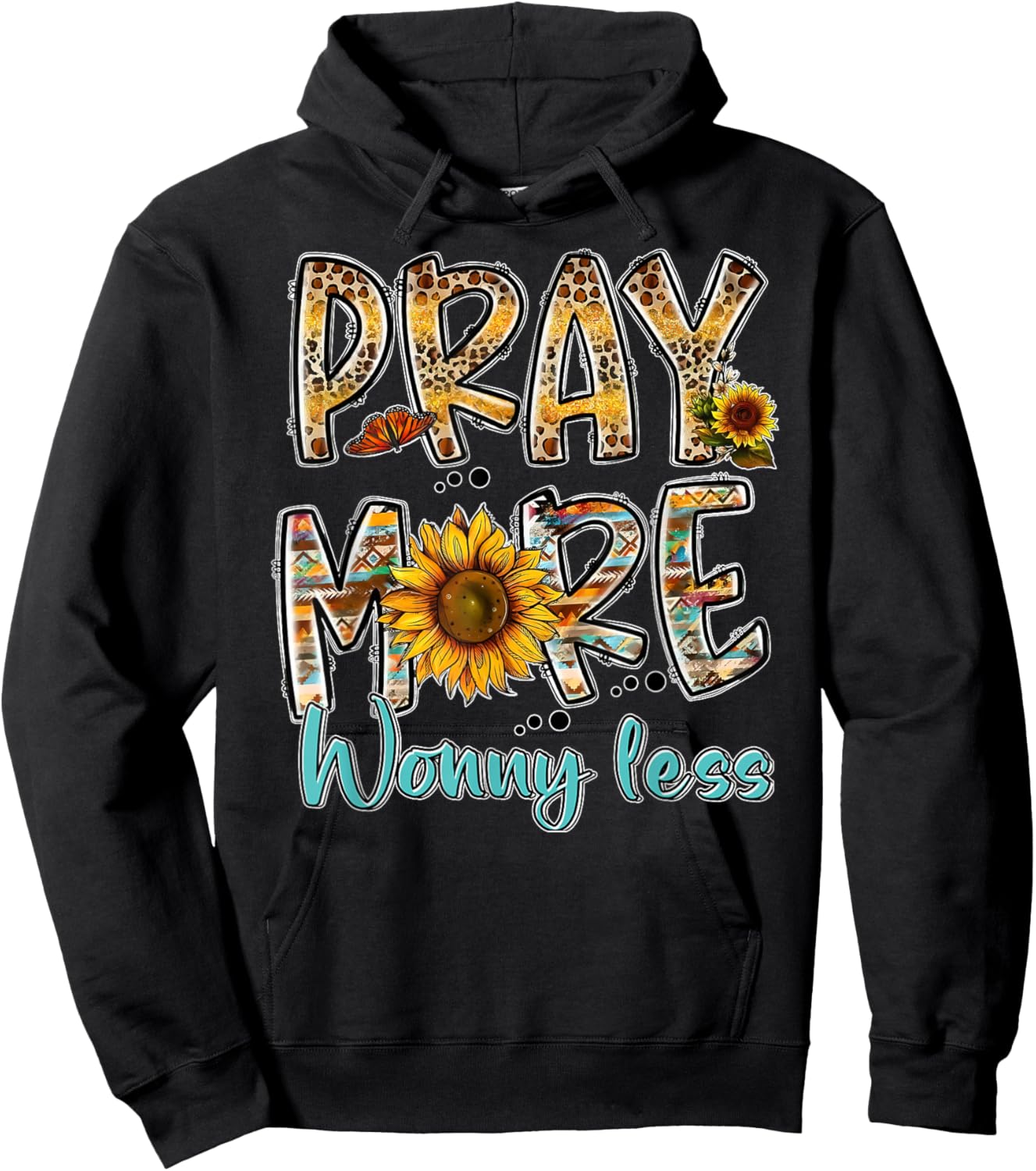 Pray More Worry Less - Jesus Christ Religion Faith Christian Hoodie - Hoodie | Black