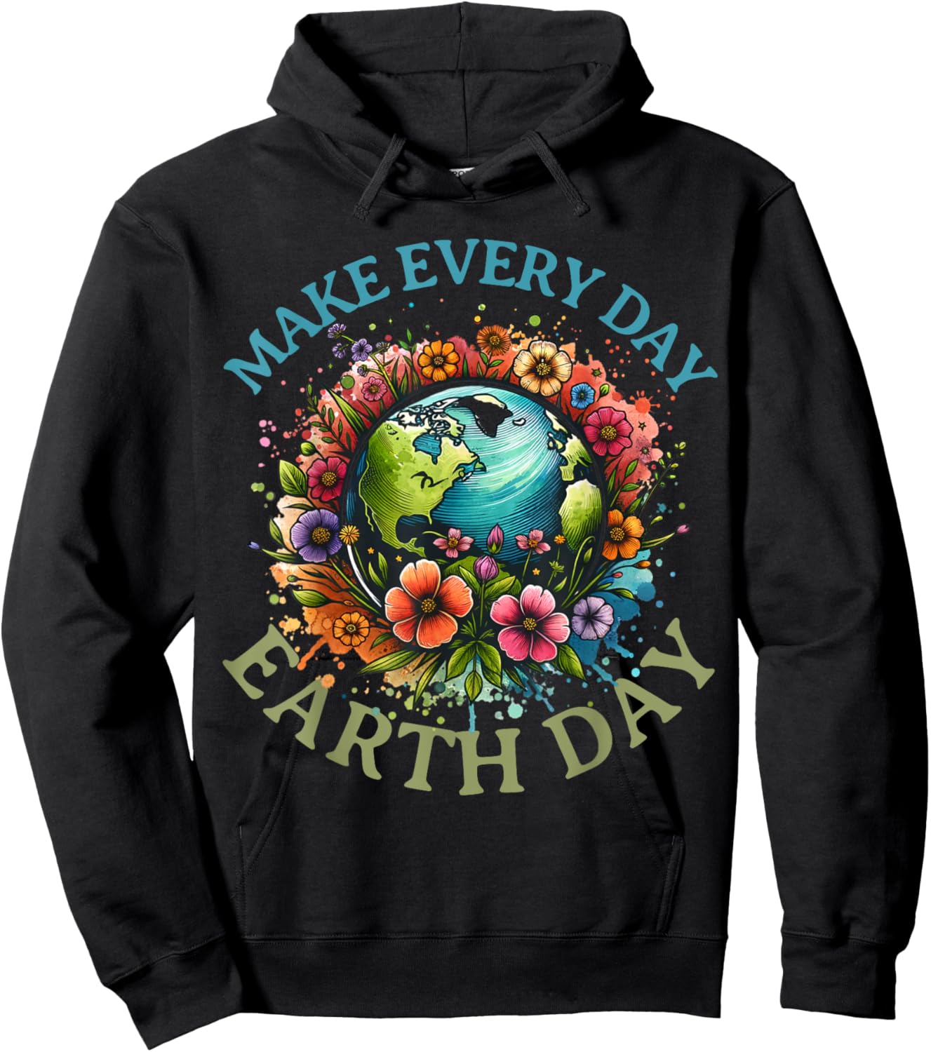 Earth Day Every Day Groovy Retro 70s Earth Day for Kids Hoodie - Hoodie | Black