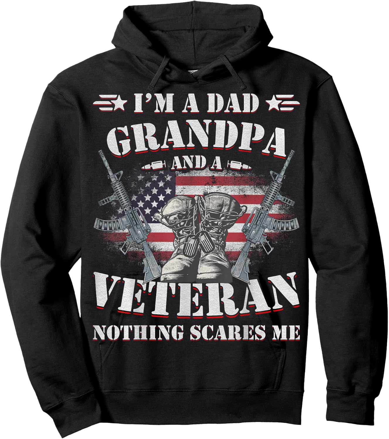 Father's Day - Veterans Day- I'm a Dad Grandpa and a Veteran Hoodie - Hoodie | Black
