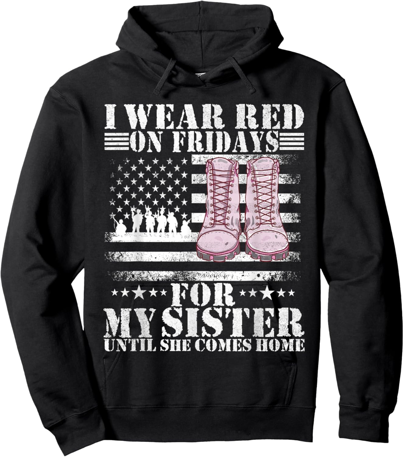 I wear Red on Fridays For my sister Until She Comes home Hoodie - Hoodie | Black