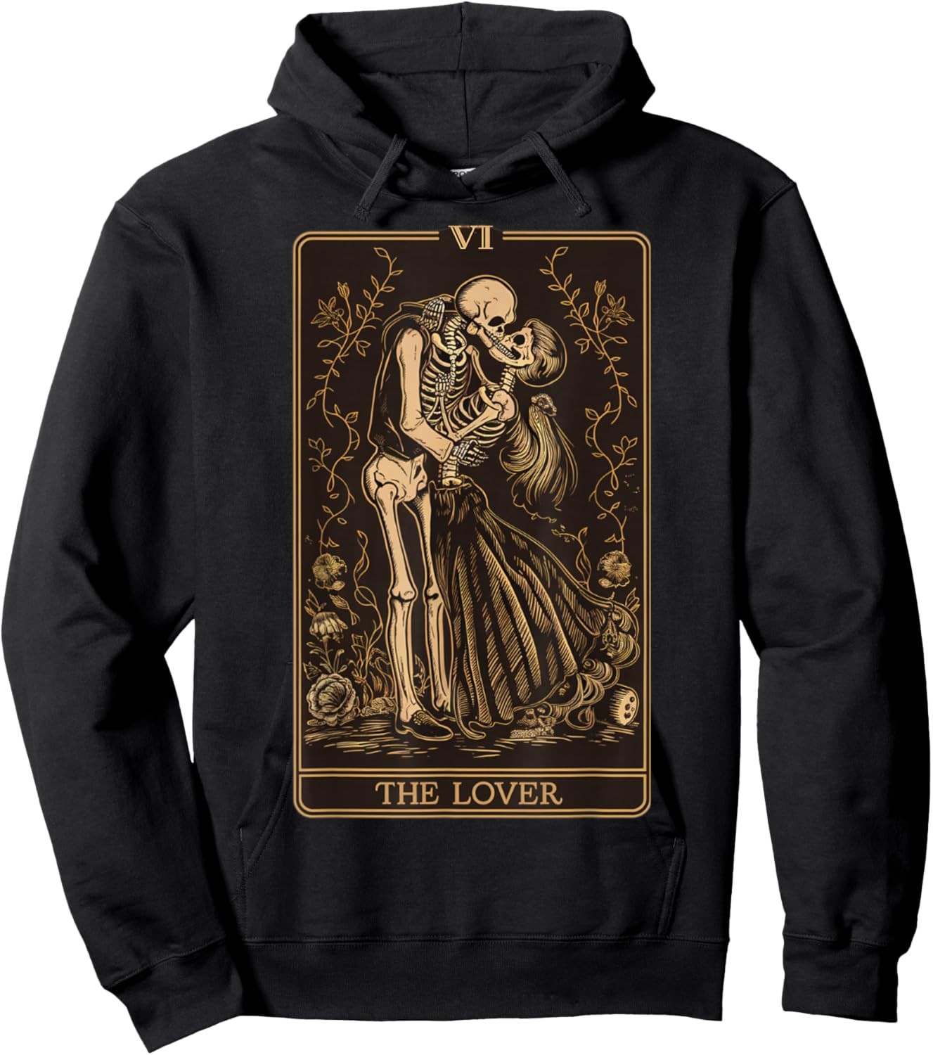 The Lovers Vintage Tarot Card - Gothic Halloween Tea Hoodie - Hoodie | Black