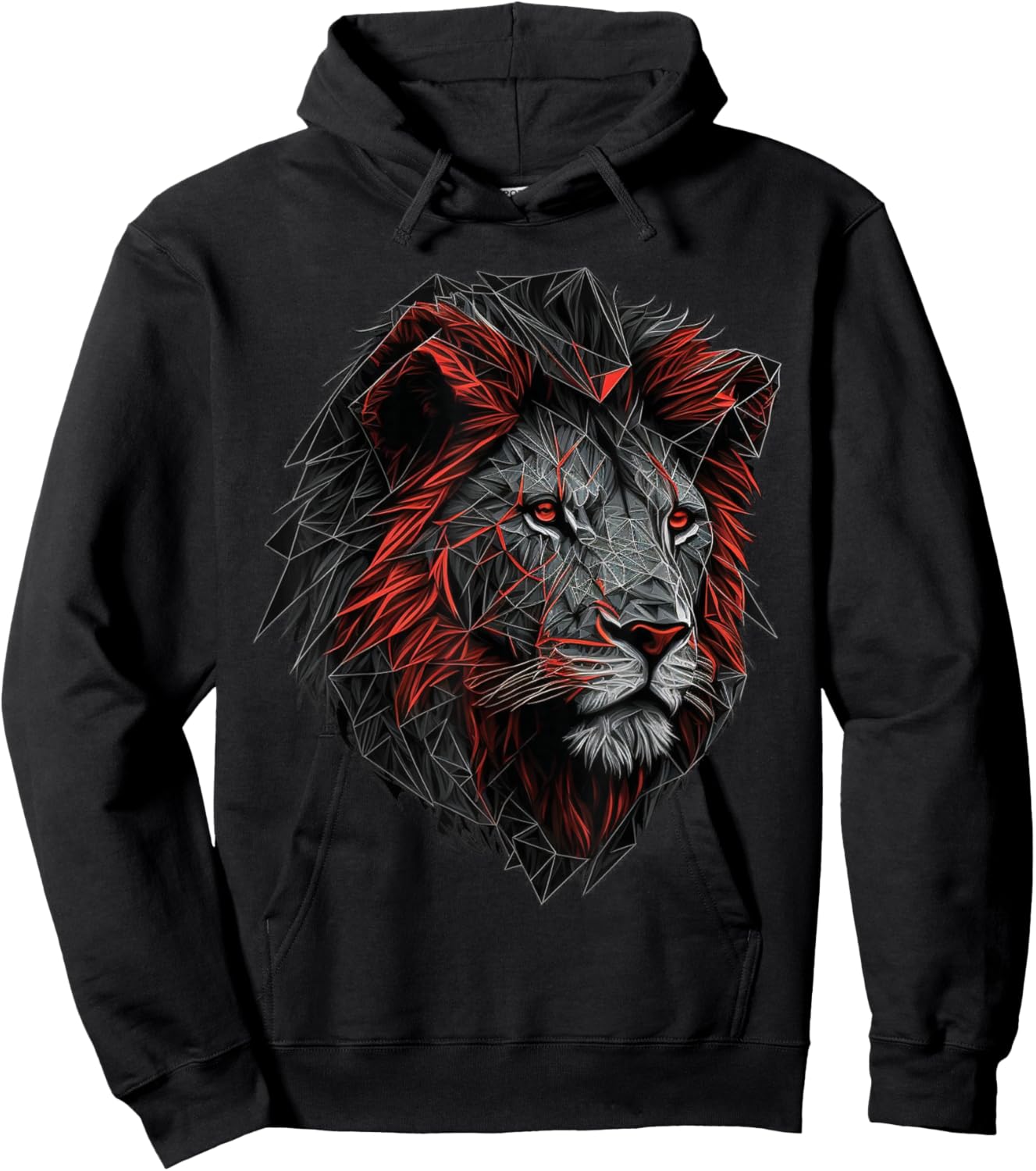 Lion Animal Print Art Polygon Lion Hoodie - Hoodie | Black
