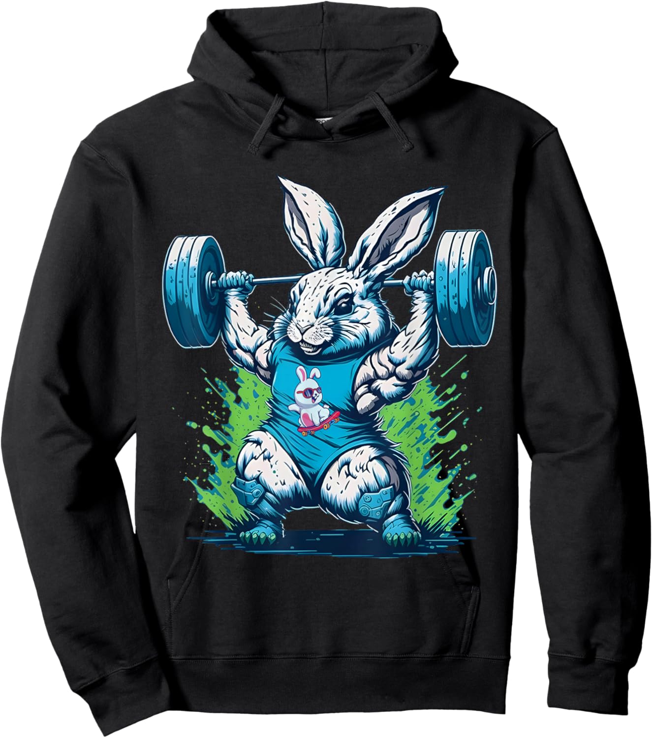 Bunny Lifting Weights Gym Rabbit Fitness Weightlifting Hoodie - Hoodie | Black