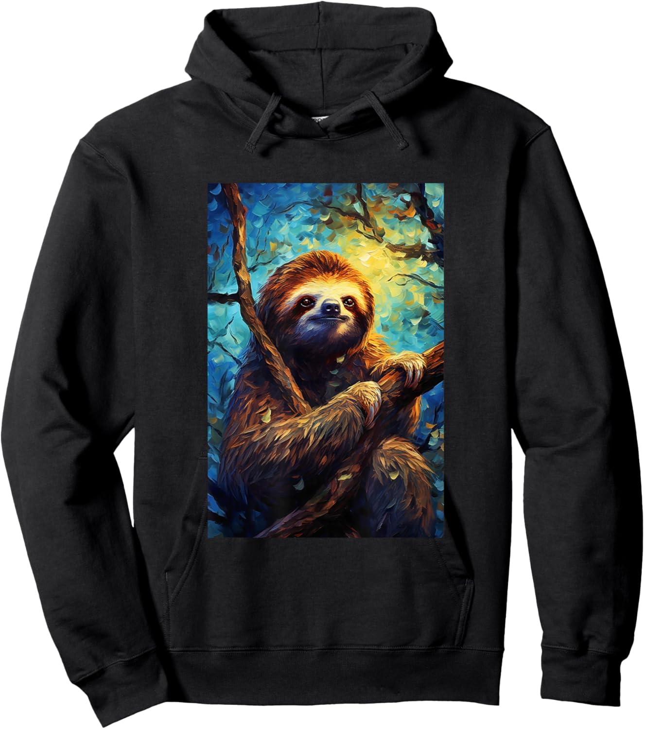 Sloth - Van Gogh Style - Starry Night Hoodie - Hoodie | Black