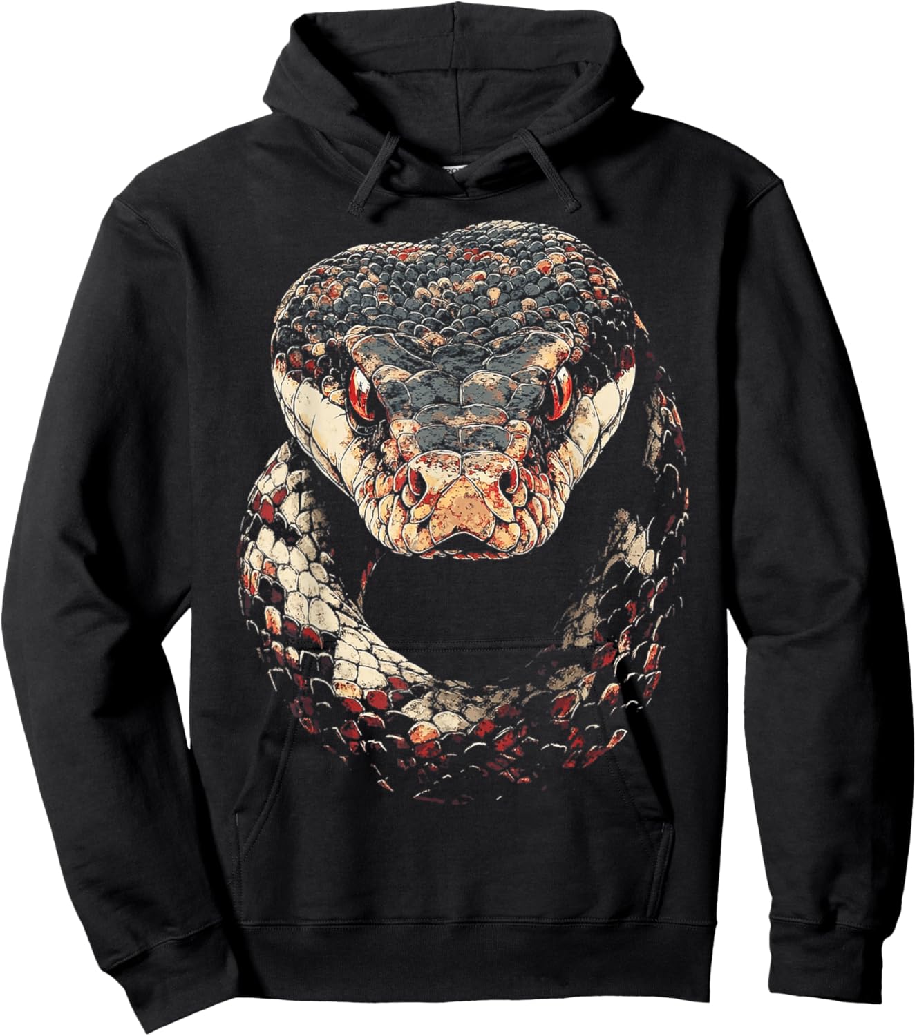 Rattlesnake Snake Graphic Art Rattlesnake Hoodie - Hoodie | Black