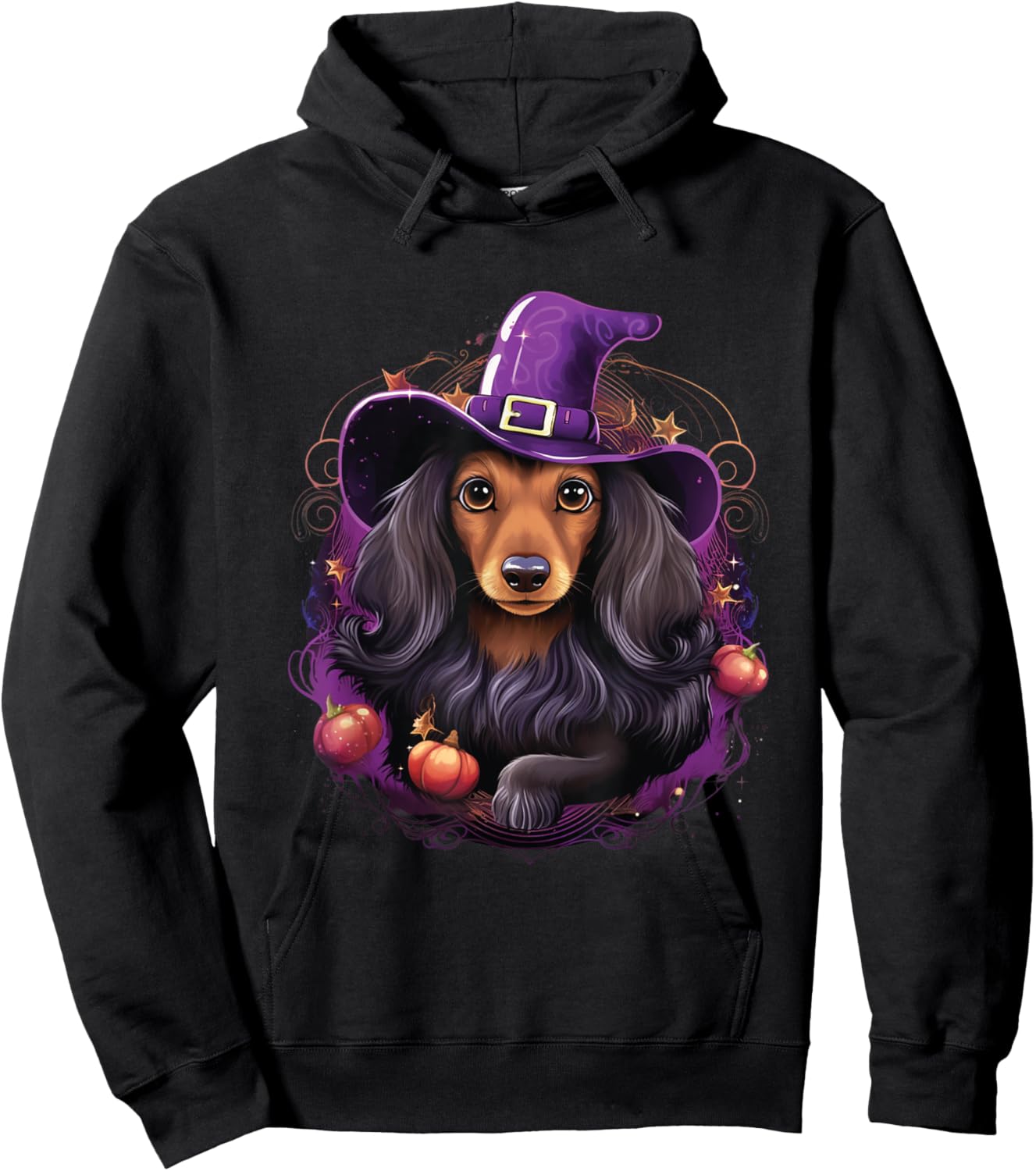 Cute Witch Funny Dachshund Halloween Costume Dog Lover Women Kids Hoodie - Hoodie | Black