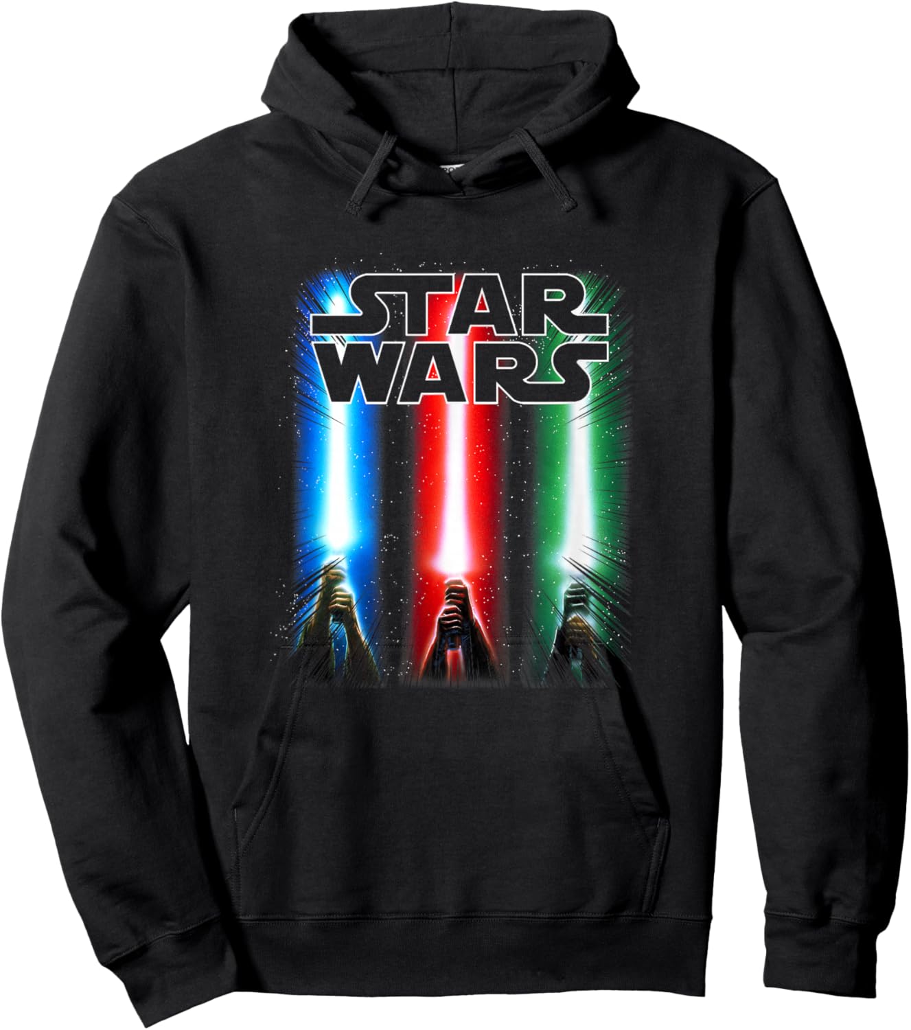 Star Wars Classic Red Blue Green Lightsaber Salute Hoodie - Hoodie | Black