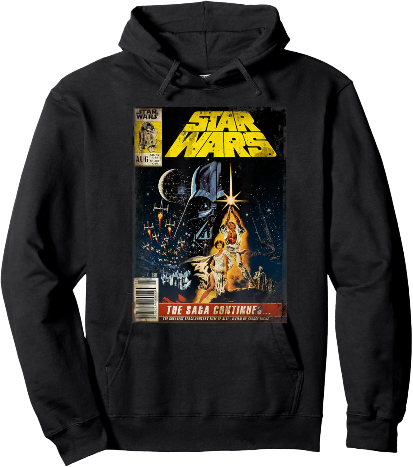 Star Wars Classic A New Hope Vintage Comic Book Distressed Hoodie - Hoodie | Black