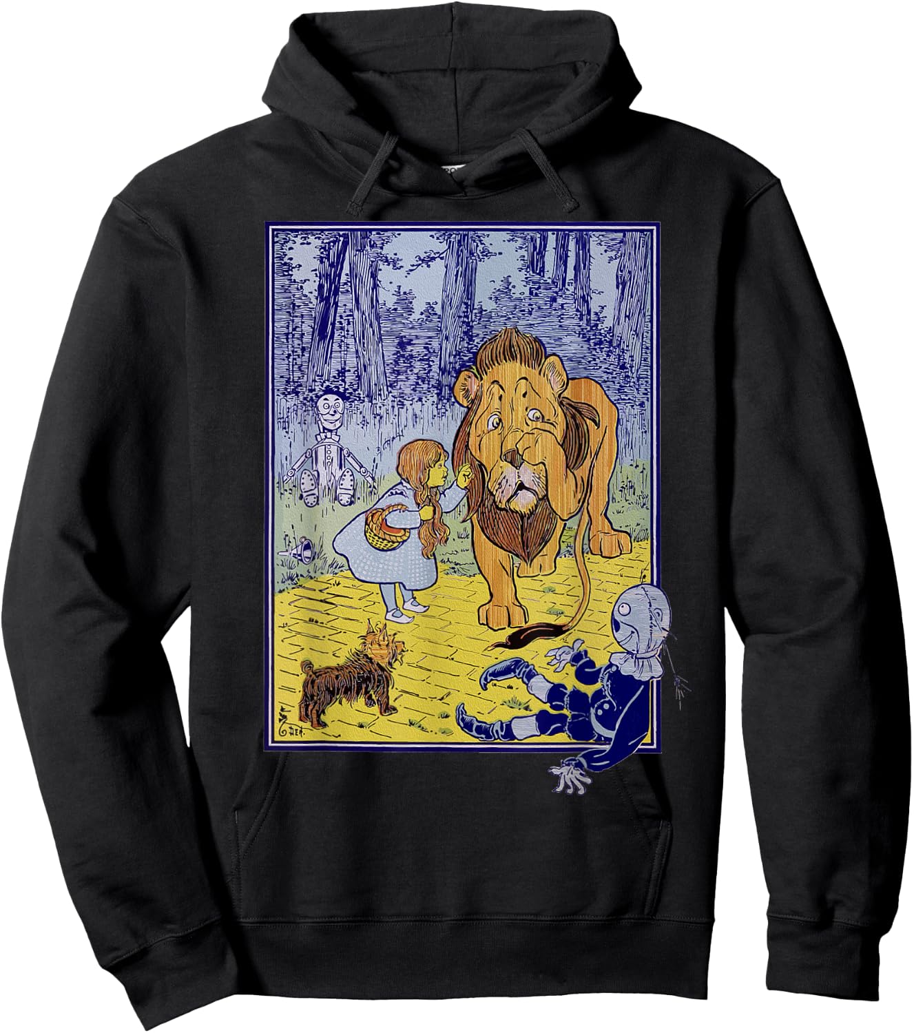 Vintage Wizard of Oz Lion Scarecrow Tin Man Dorothy Toto Hoodie - Hoodie | Black