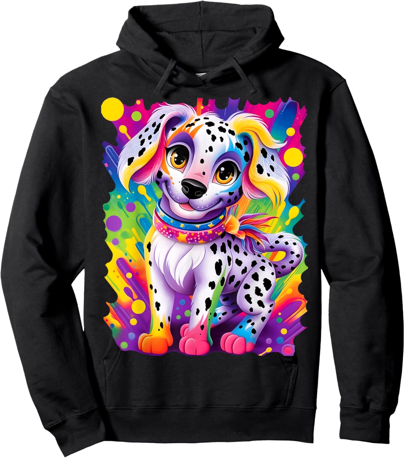 Baby Dalmatian Puppy Colorful Rainbow Vibrant Graphic Hoodie - Hoodie | Black