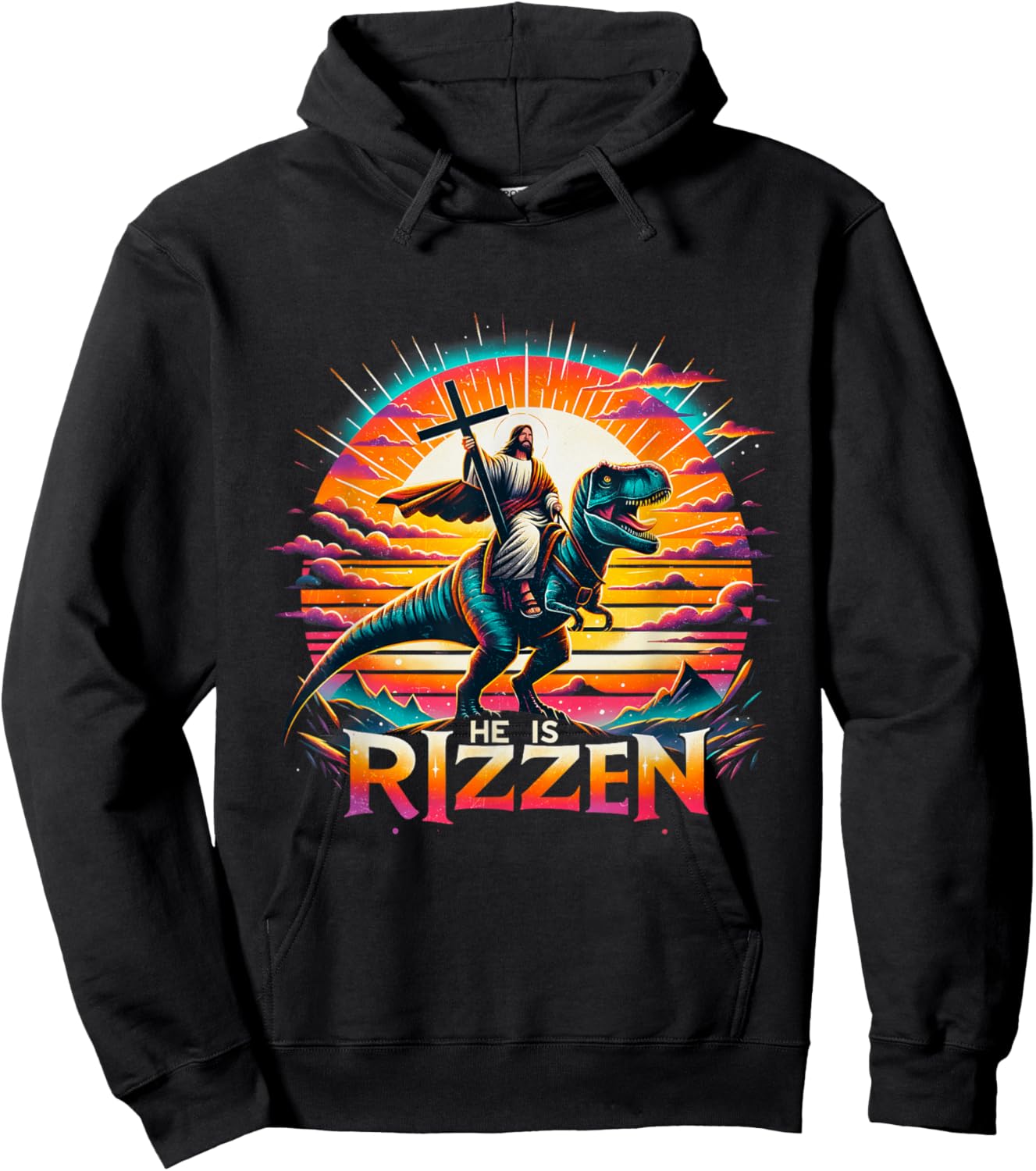 Jesus Has Rizzen He Is Rizzen Christian Jesus Is Rizzen Cool Hoodie - Hoodie | Black
