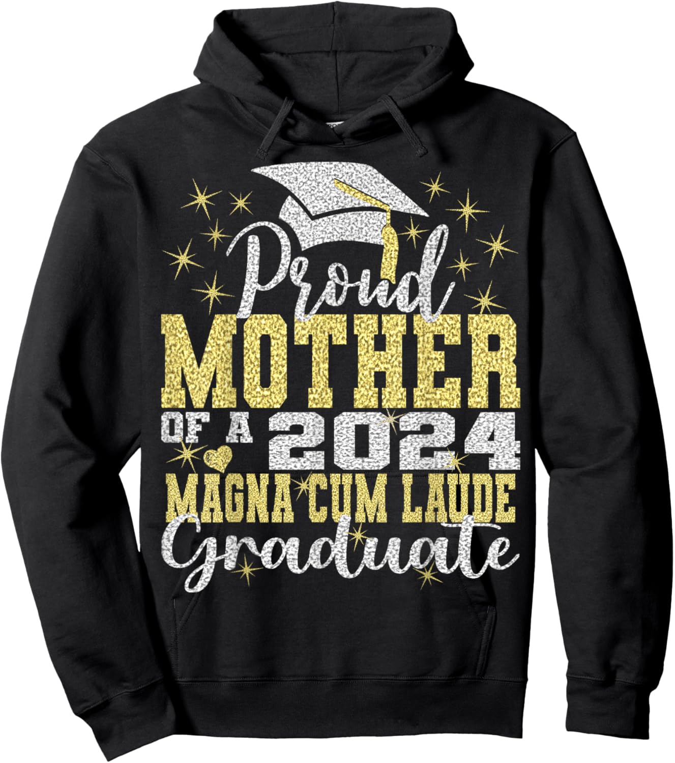 Proud Mother 2024 Magna Cum Laude Graduate Class 2024 Grad Hoodie - Hoodie | Black