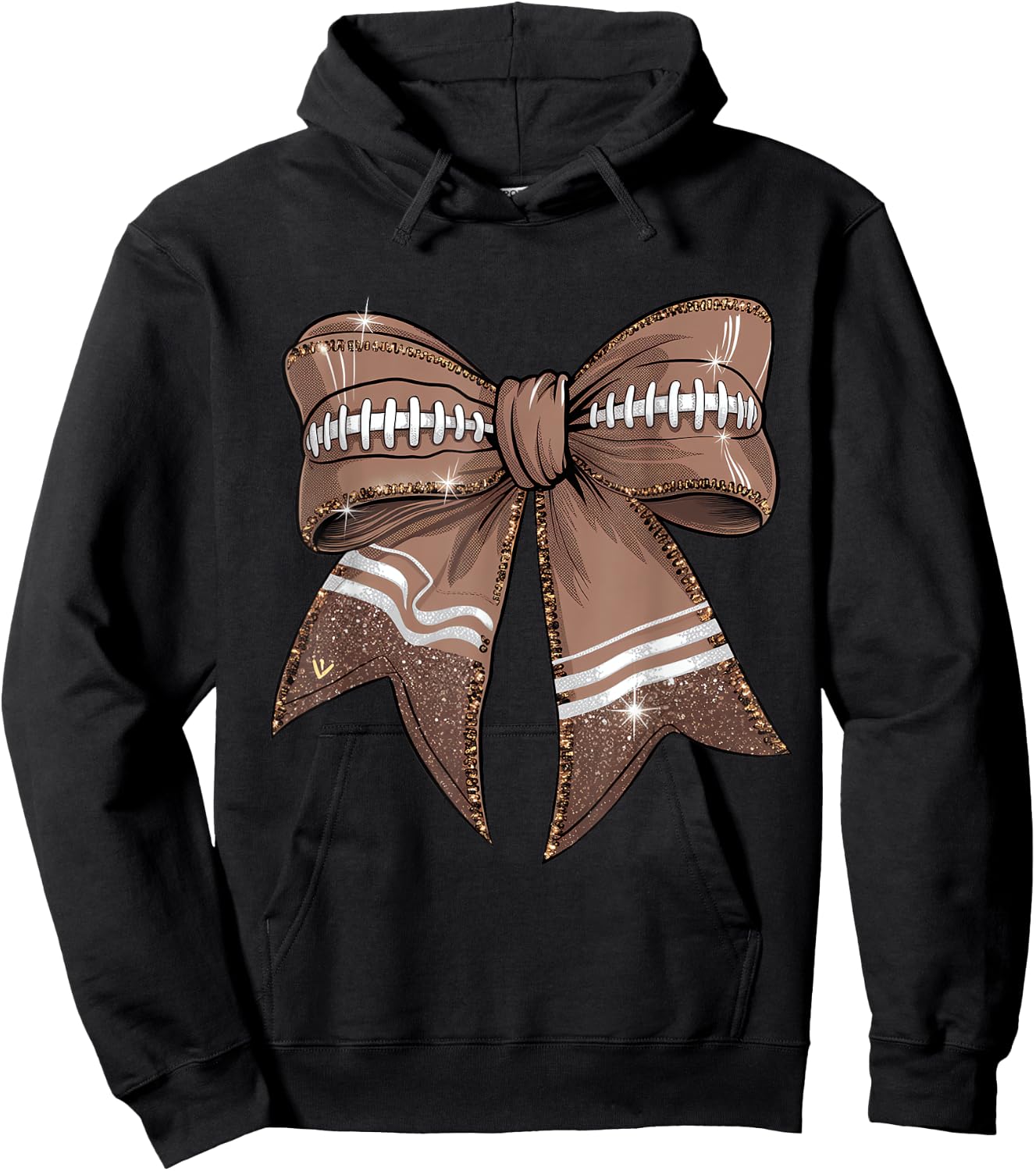 Coquette Bow Pumpkin American Football Thanksgiving Autumn Hoodie - Hoodie | Black