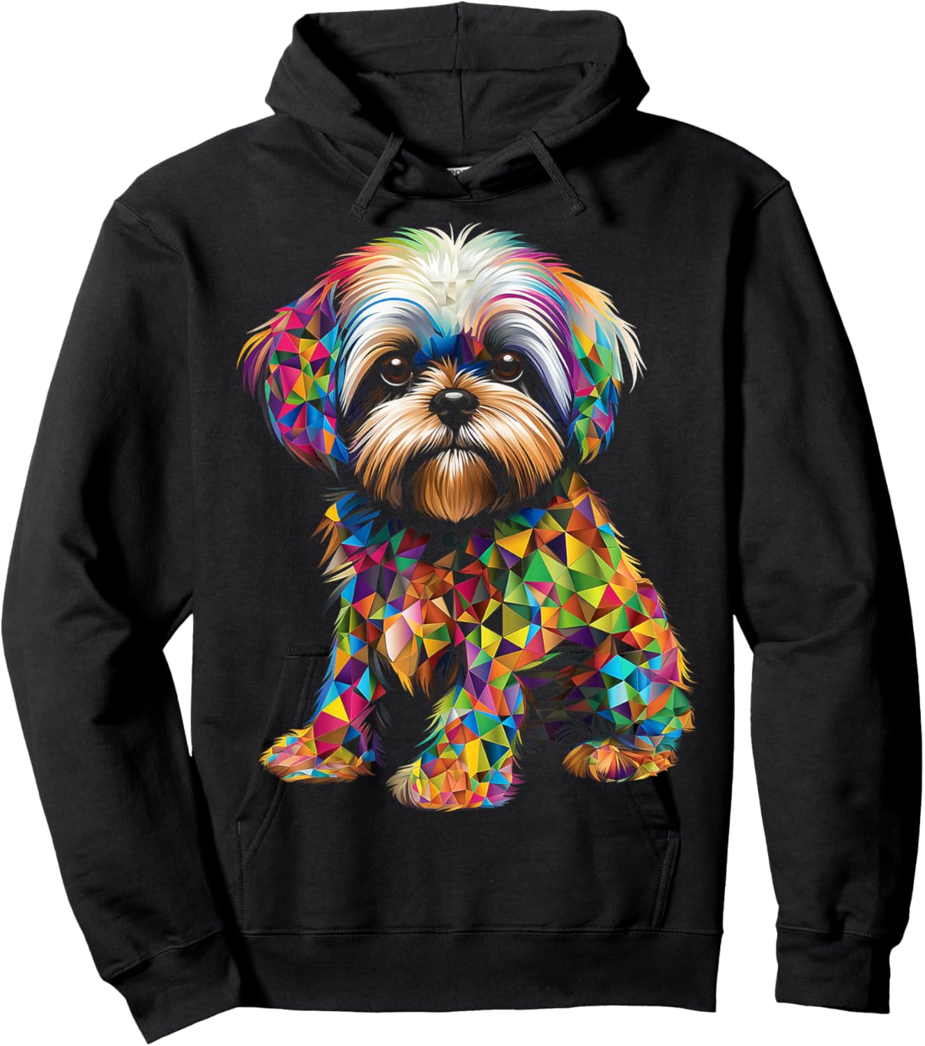 Shih Tzu Motif Pet Illustration Dog Shih Tzu Women Kids Hoodie - Hoodie | Black