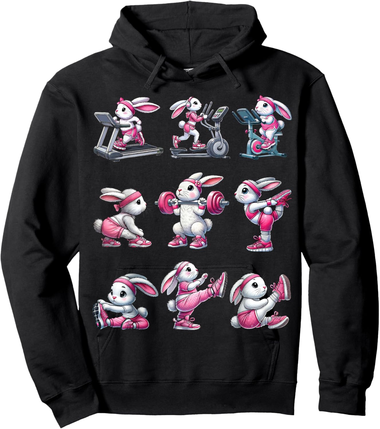 Easter Bunny Fitness Collection Gym Workout Weightlifting Hoodie - Hoodie | Black