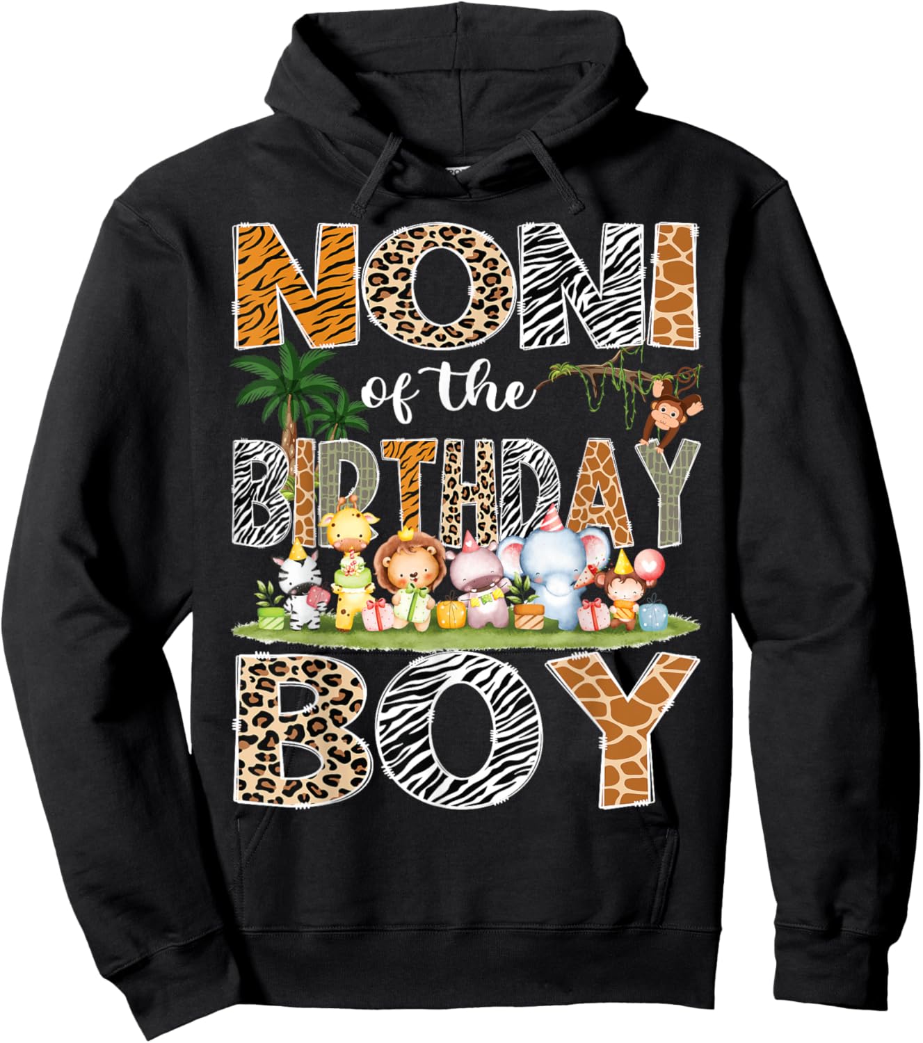 Noni Of The Birthday Boy Safari Jungle Animals Lover Hoodie - Hoodie | Black