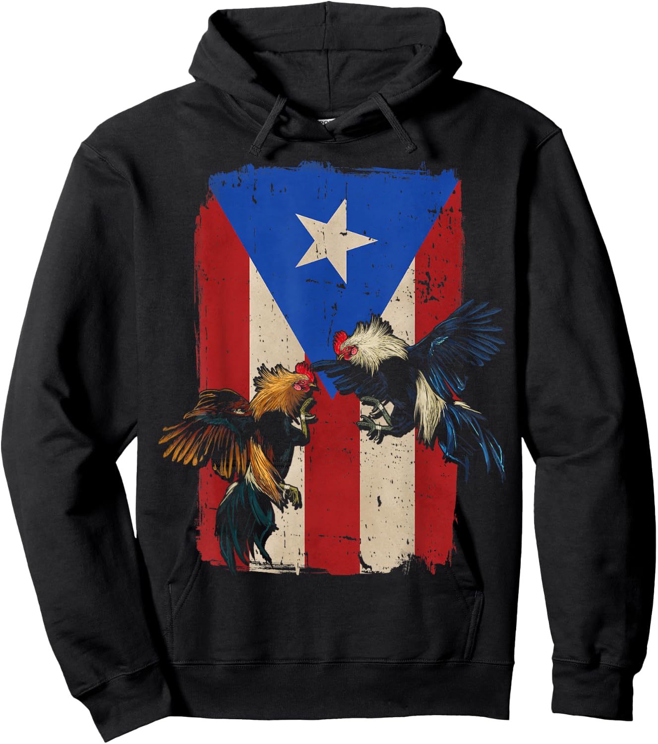 Puerto Rico Flag Cockfighter Game Fowl Cockfighting Rooster Hoodie - Hoodie | Black