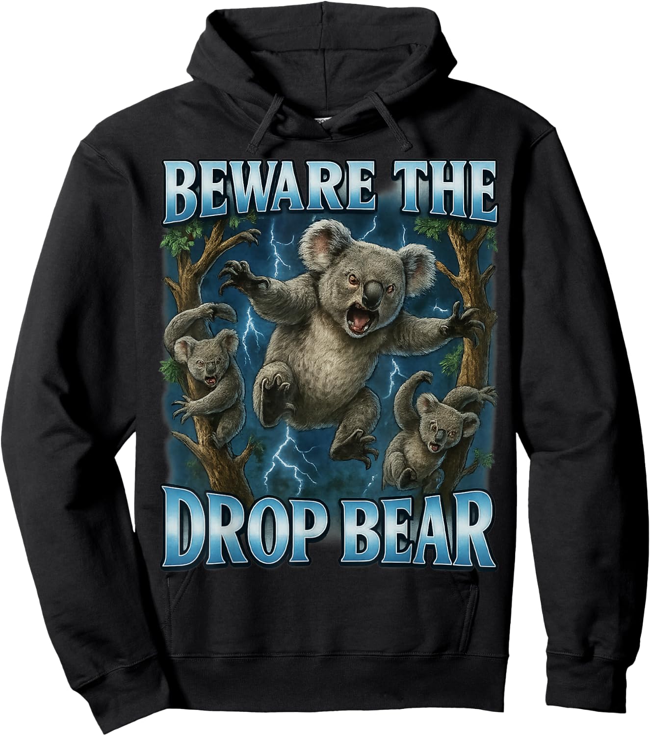Beware the Drop Bear Funny Australia Hoodie - Hoodie | Black