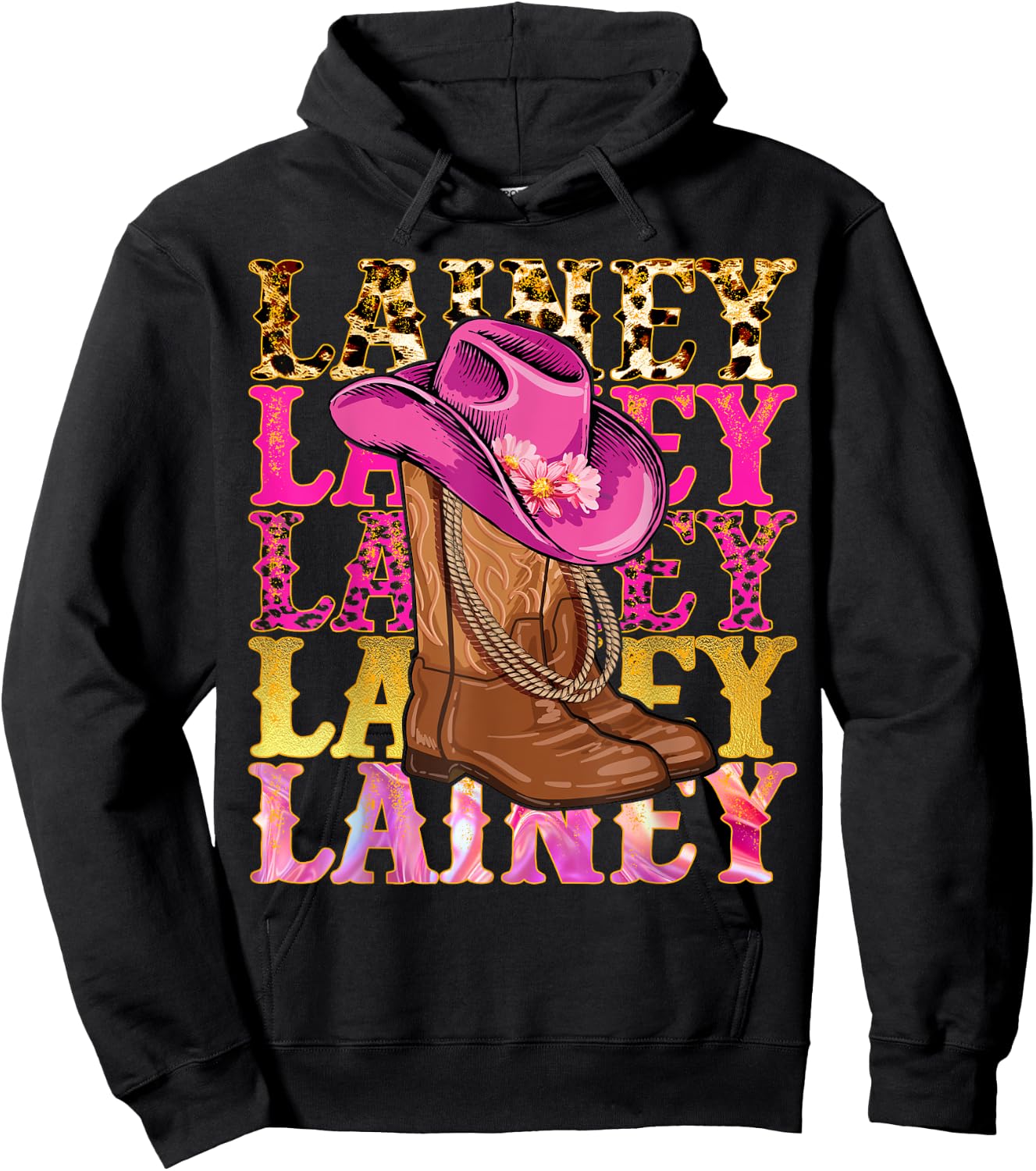 Lainey First Name Personalized Birthday Cowgirl Outfit Hoodie - Hoodie | Black