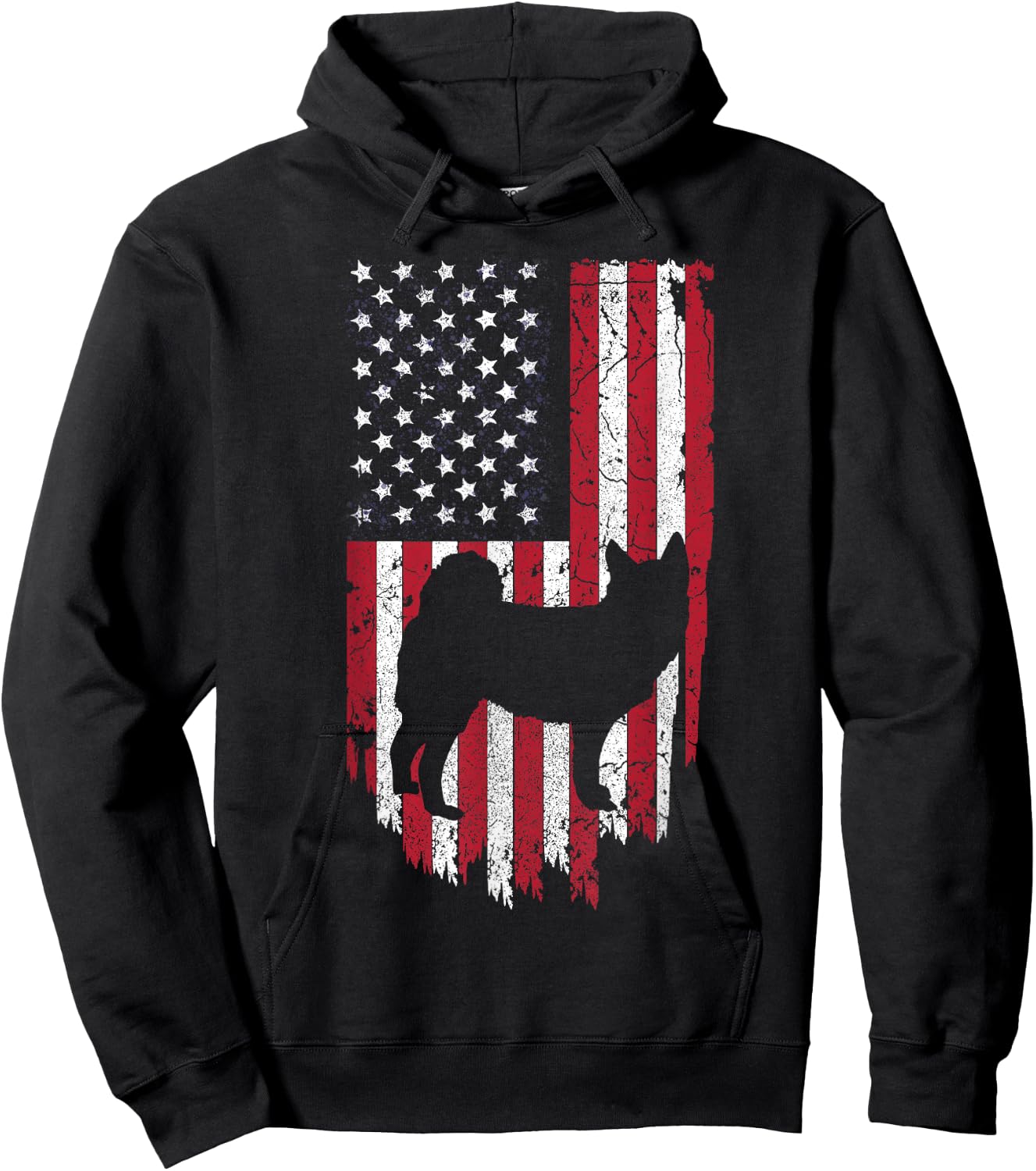 Norwegian Elk-hound Dog Silhouette Shirts, 4th Of July USA Women Kids Men Hoodie - Hoodie | Black