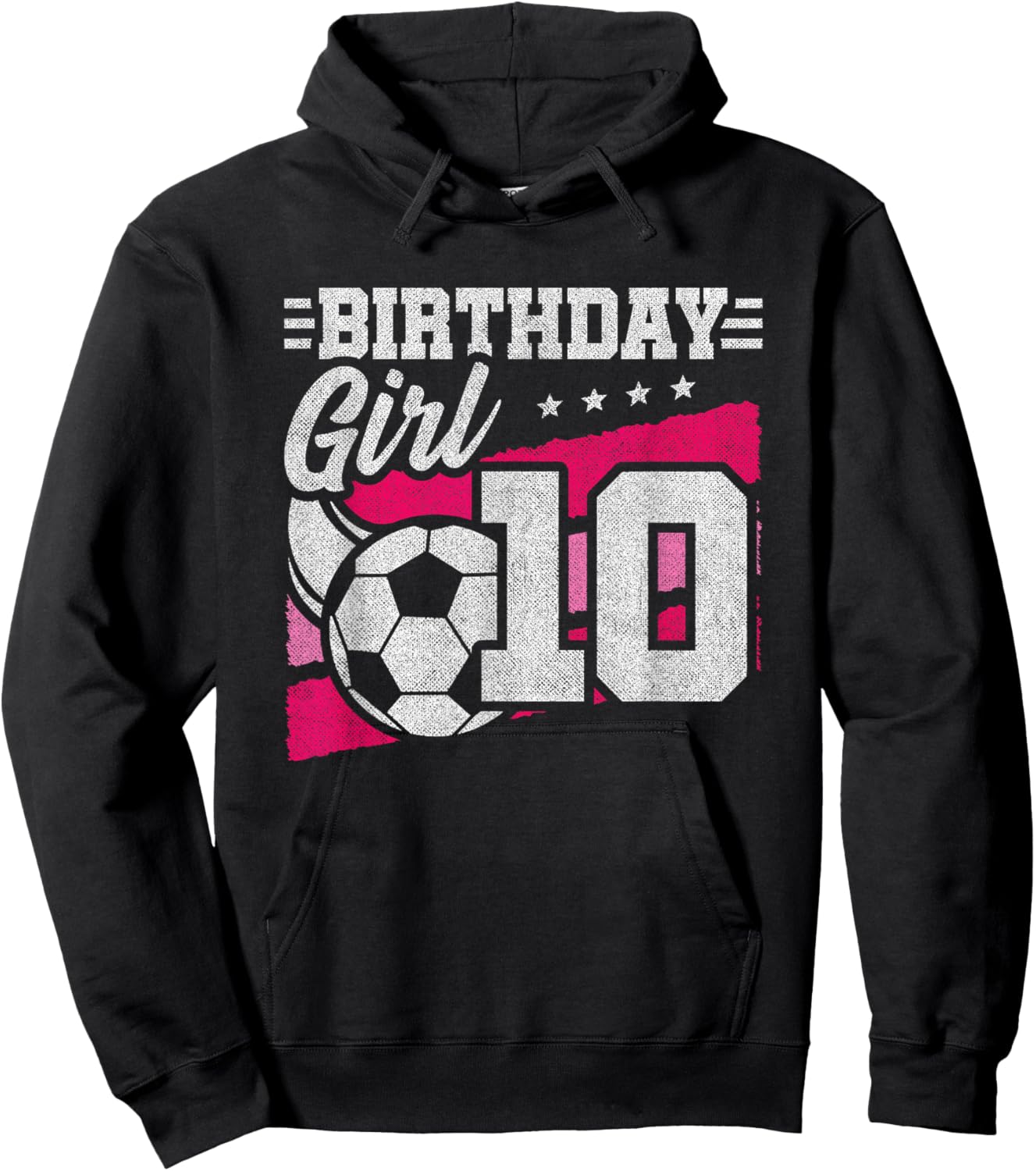 10 Year Old Soccer Birthday - Girls 10th Birthday Soccer Hoodie - Hoodie | Black