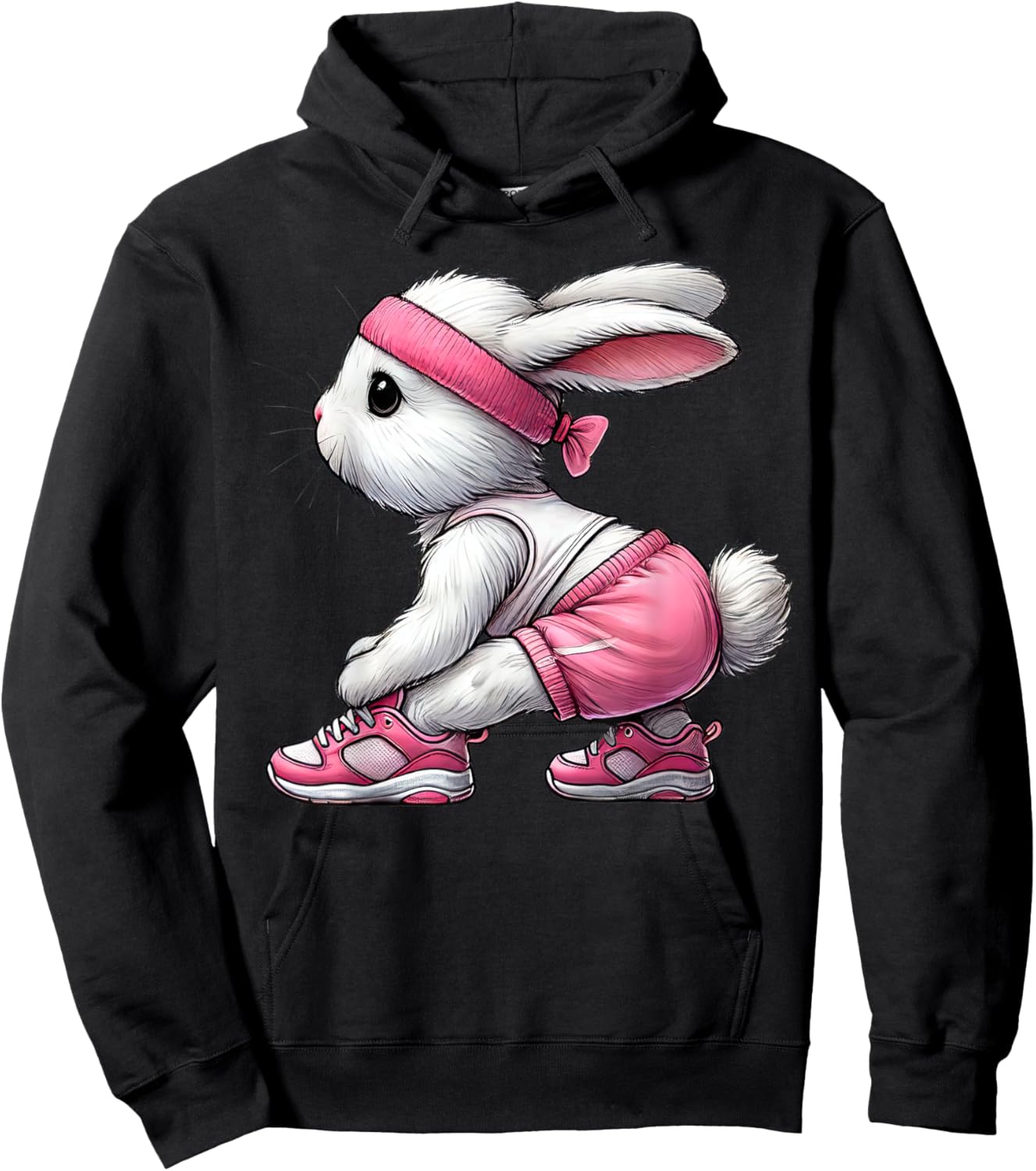 Easter Bunny Exercising Gym Fitness Workout Training Hoodie - Hoodie | Black