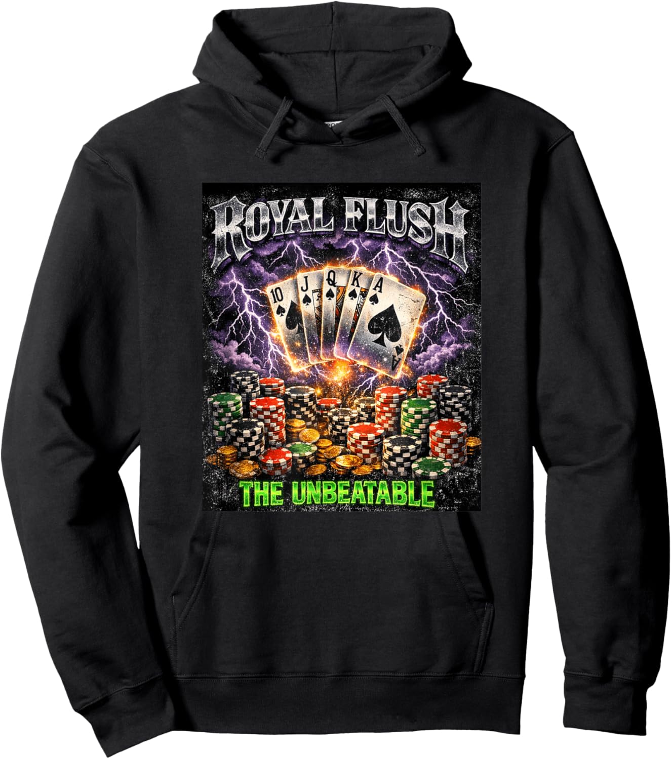Poker Royal Flush The Unbeatable Retro Bootleg Card Player Hoodie - Hoodie | Black