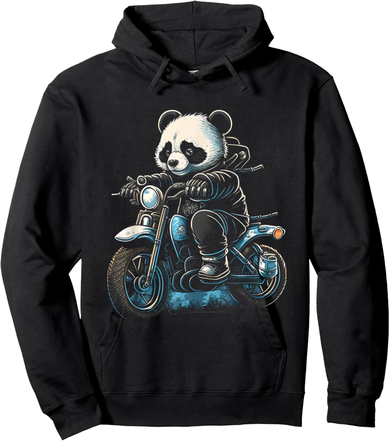 Panda riding motorcycle biker panda bear motorcyclist gift Hoodie - Hoodie | Black