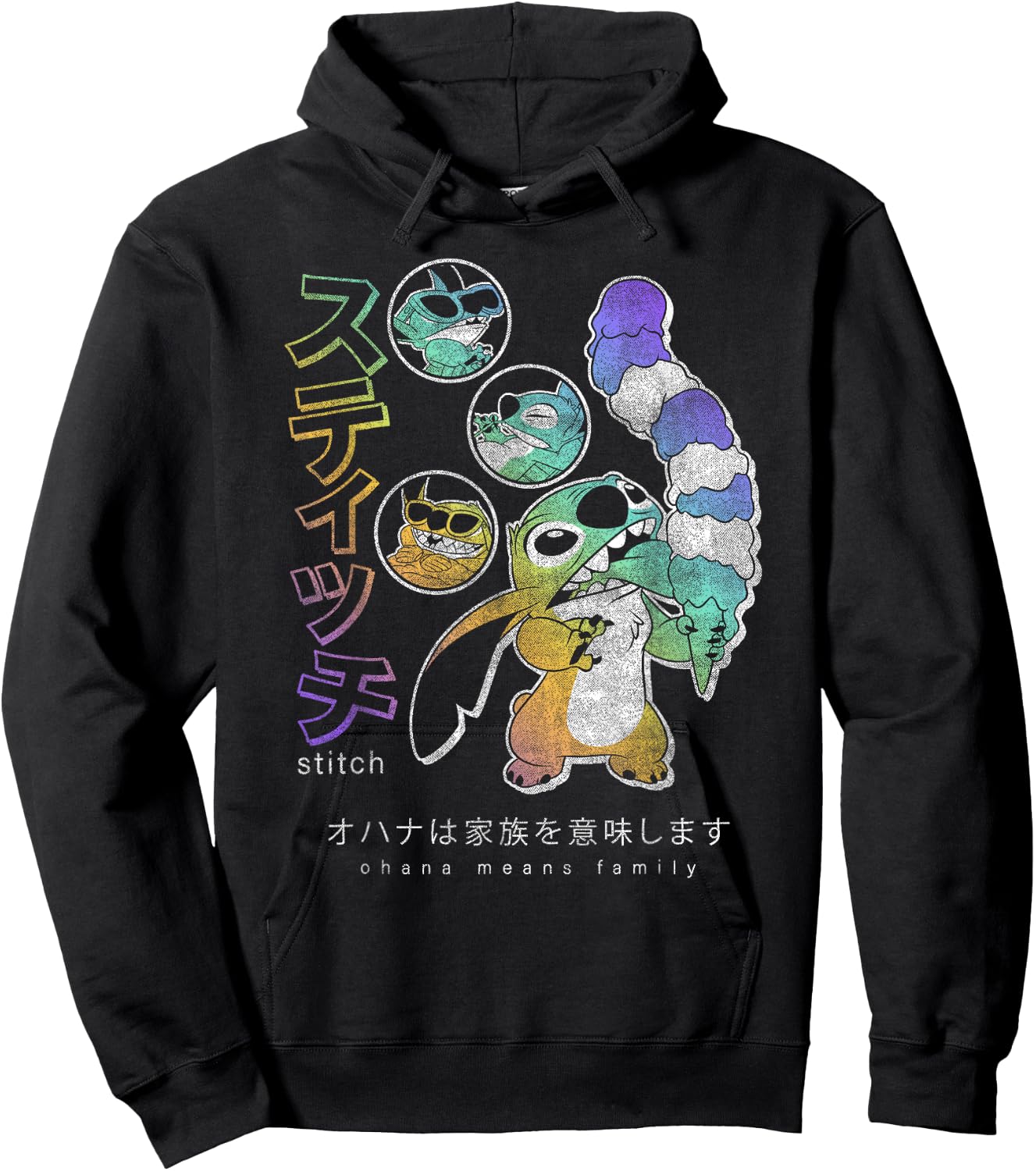 Disney Lilo & Stitch Kanji Ice Cream Stitch Hoodie - Hoodie | Black