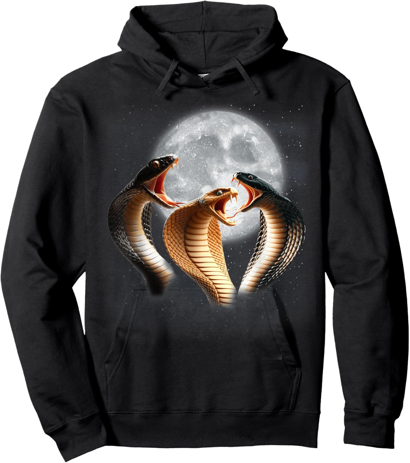 3 King Cobra Snakes Howling At The Moon Funny Venom Snake Hoodie - Hoodie | Black