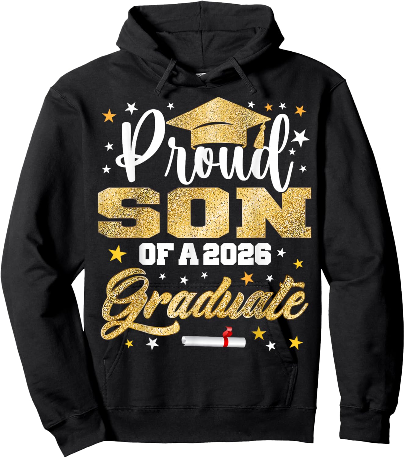 Proud Son of 2026 Graduate Awesome Family College Hoodie - Hoodie | Black