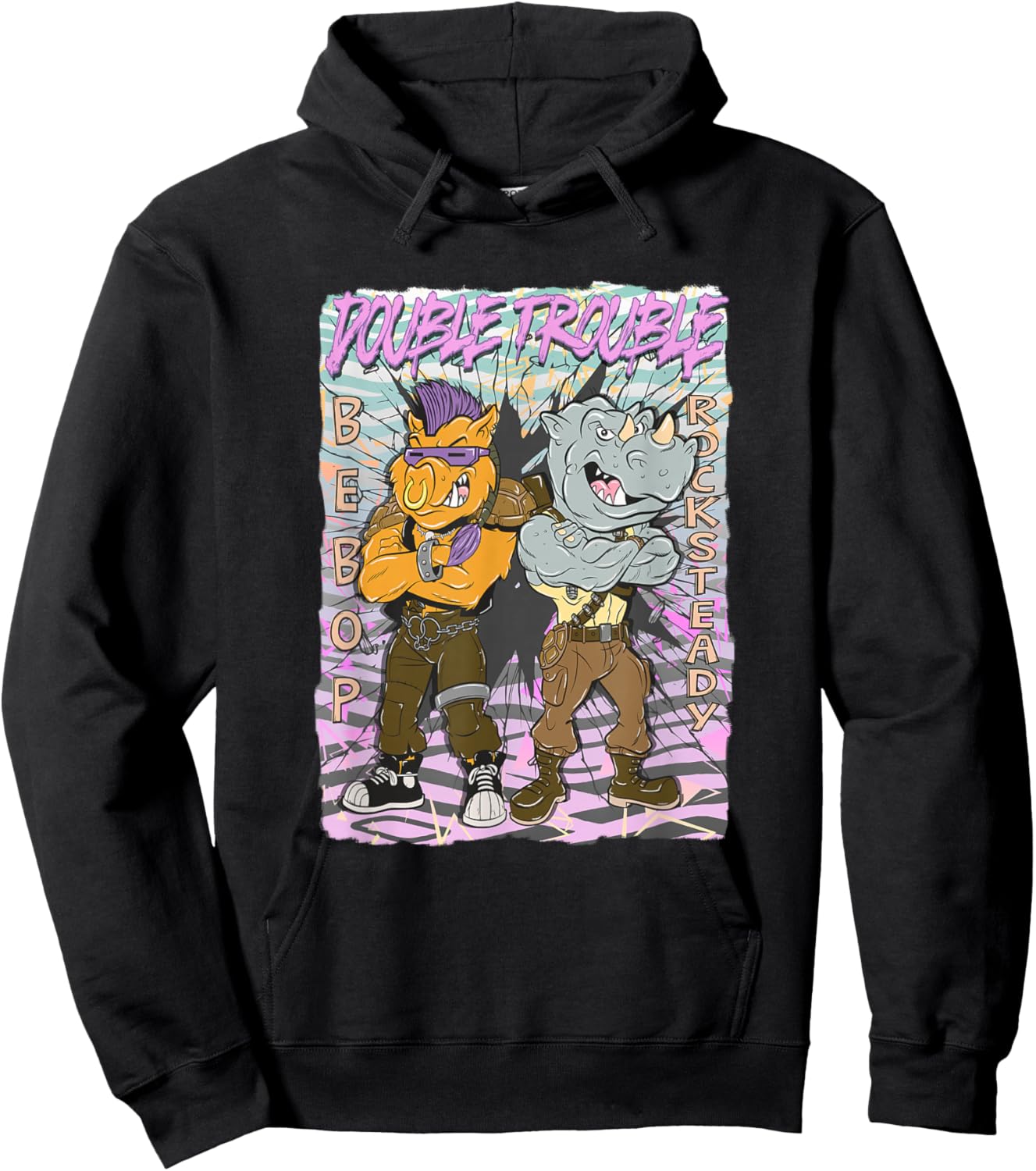 Teenage Mutant Ninja Turtles Double Trouble Bebop Rocksteady Hoodie - Hoodie | Black