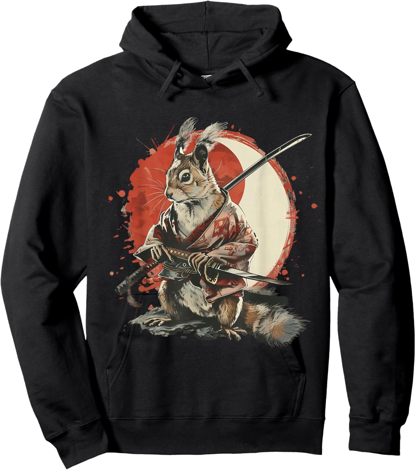 Samurai Squirrel Japanese Ninja Squirrel Japanese Warrior Hoodie - Hoodie | Black