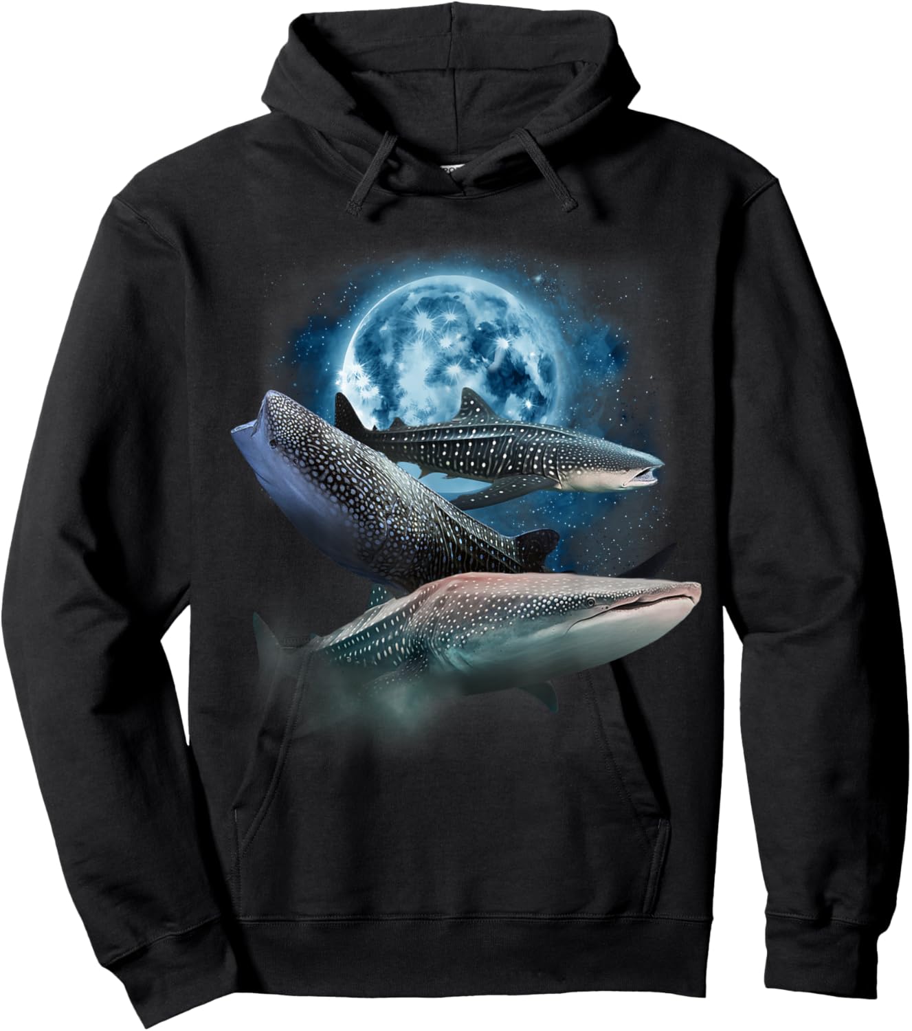 Whale Shark Shirt - Howling at the Moon Whale Shark Hoodie - Hoodie | Black
