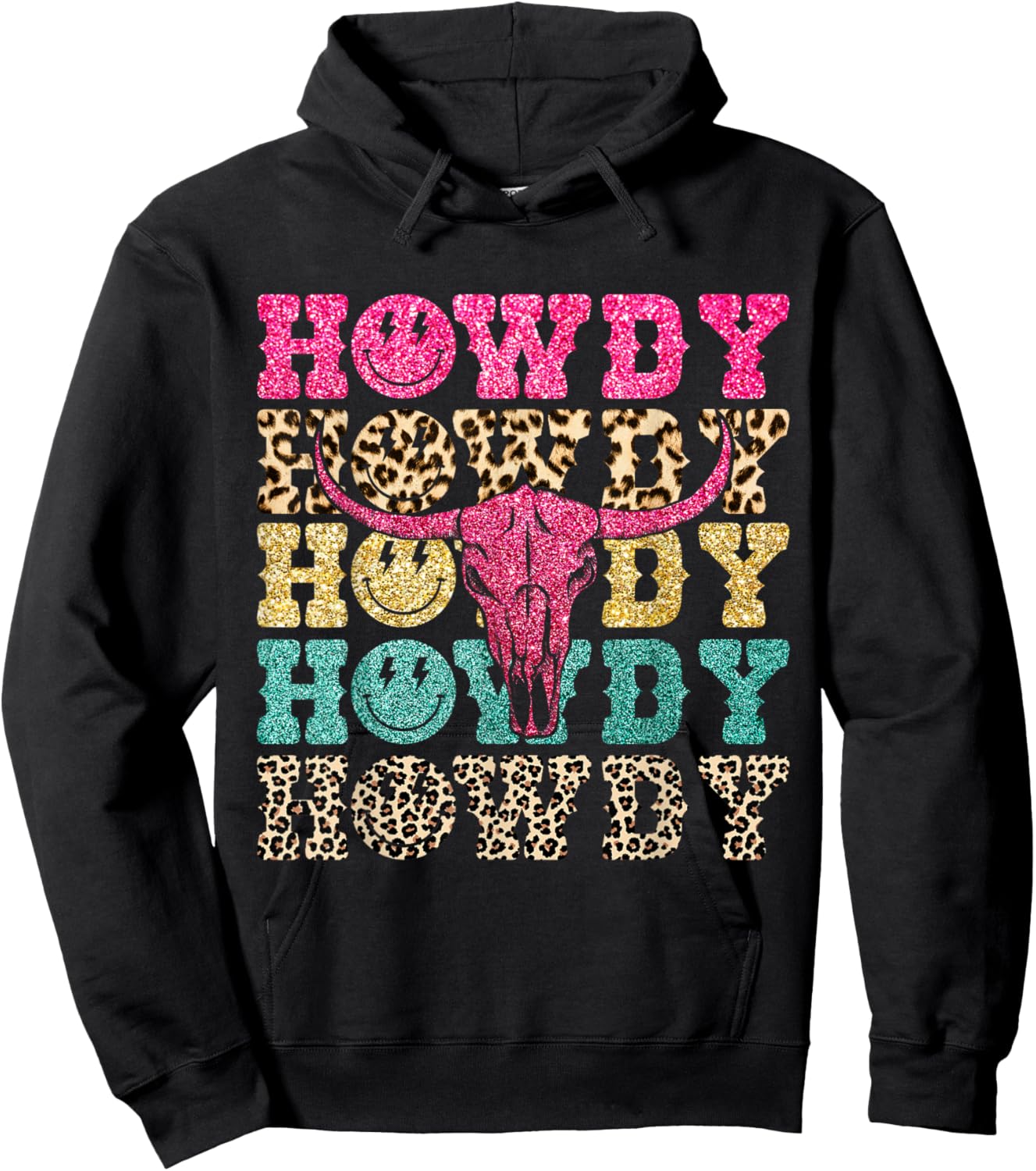 Howdy Smile Face Rodeo Western Country Southern Cowgirl Hoodie - Hoodie | Black