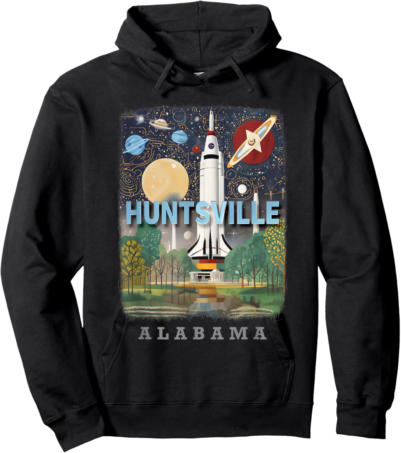 Huntsville Alabama AL Rocket City SD922 Hoodie - Hoodie | Black