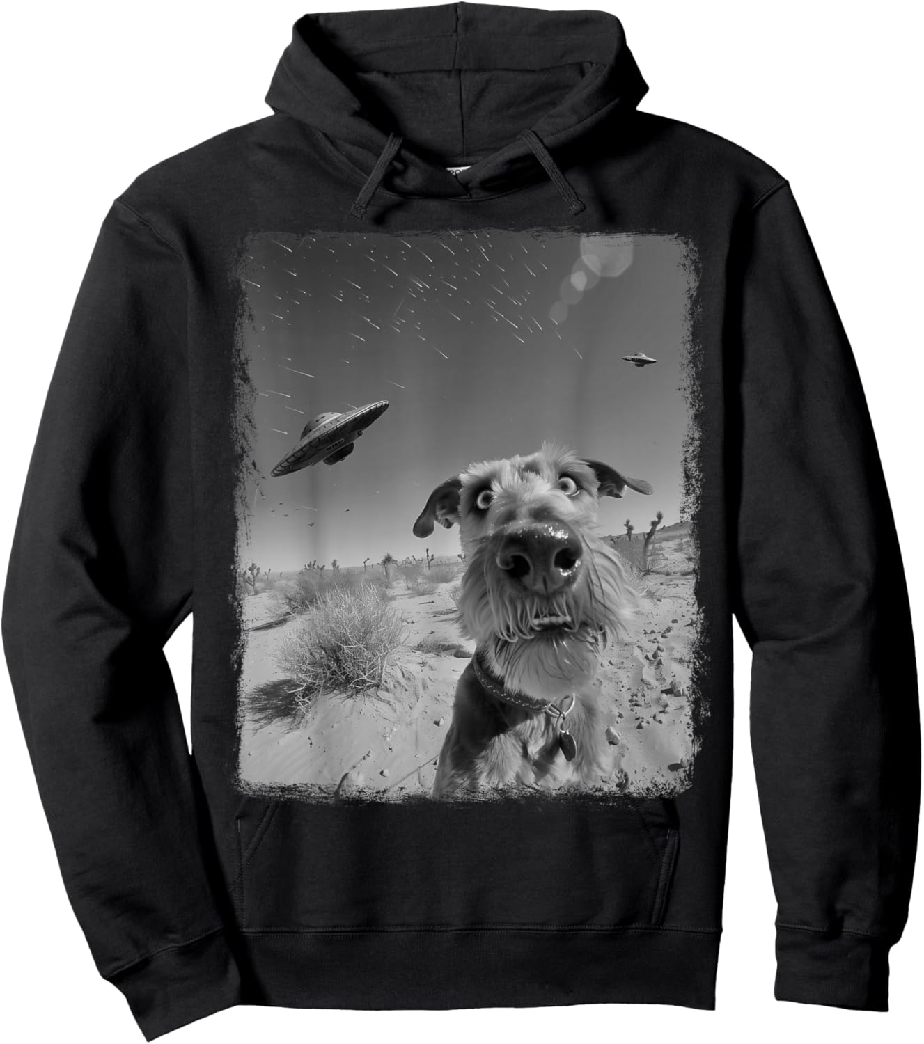 Airedale Terrier Dog UFO Alien Extraterrestrial Selfie Hoodie - Hoodie | Black