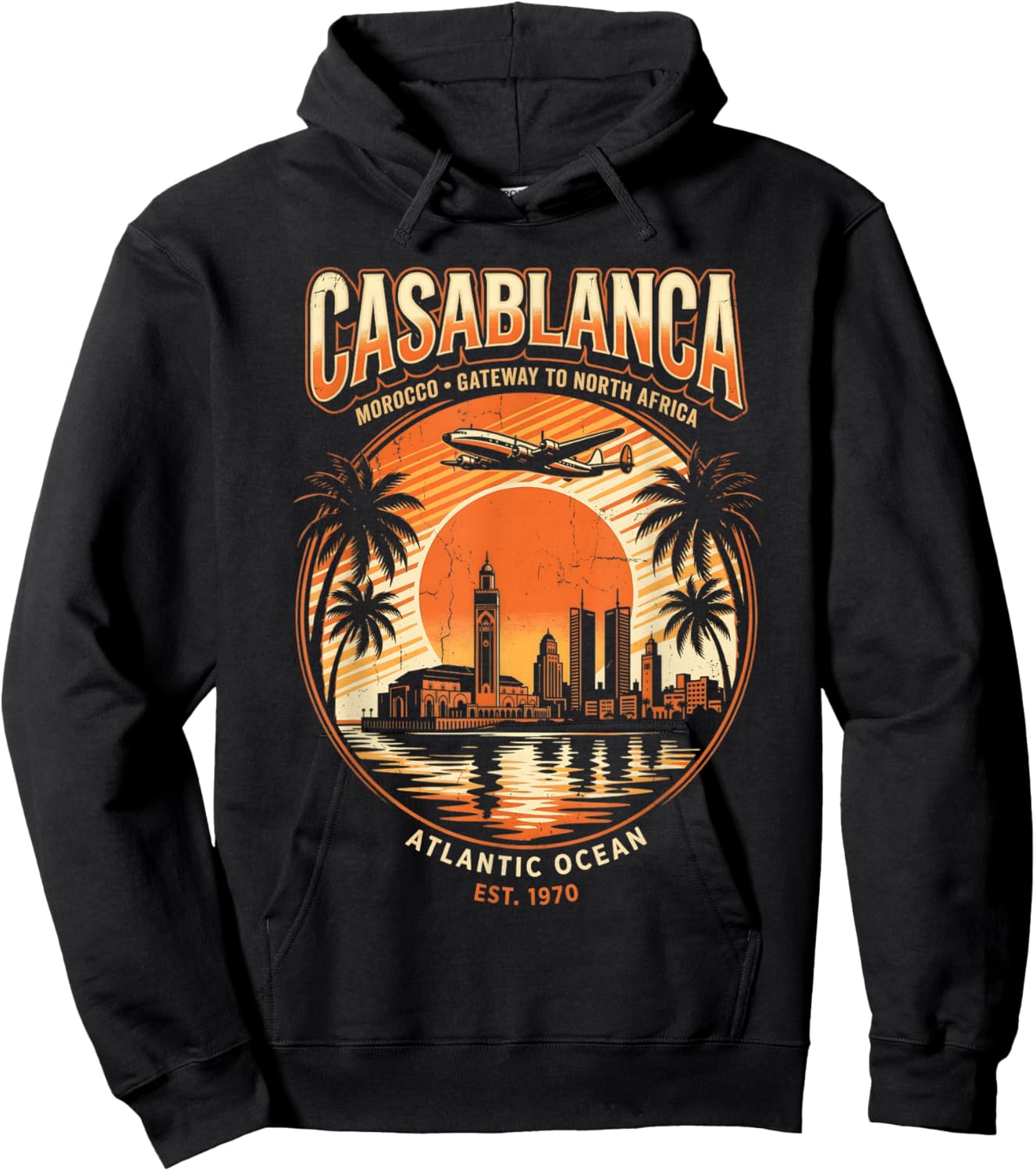 Retro Casablanca Skyline Hoodie - Hoodie | Black