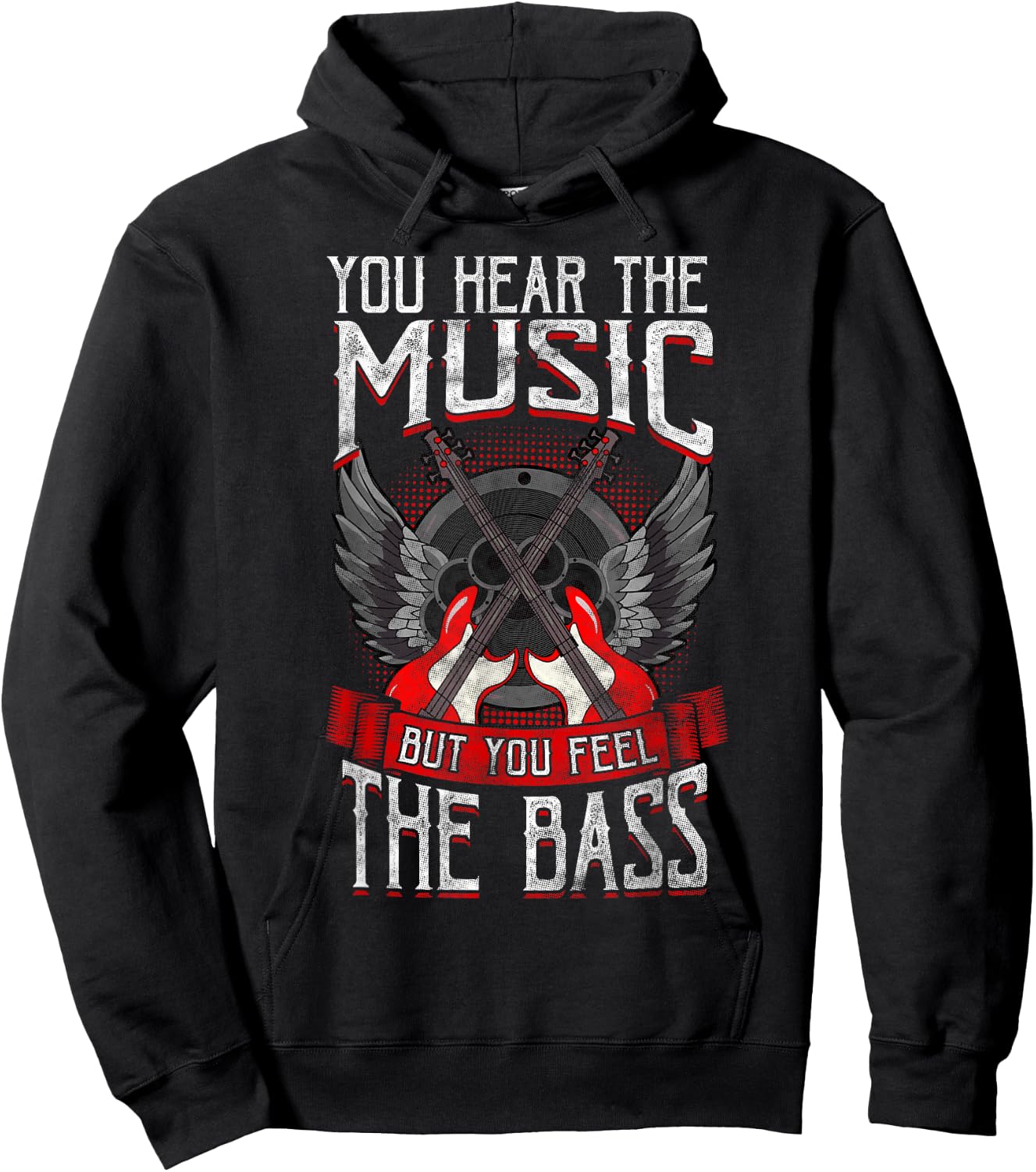 Hear The Music Feel The Bass Player Bassist Guitarist Gift Small Hoodie - Hoodie | Black