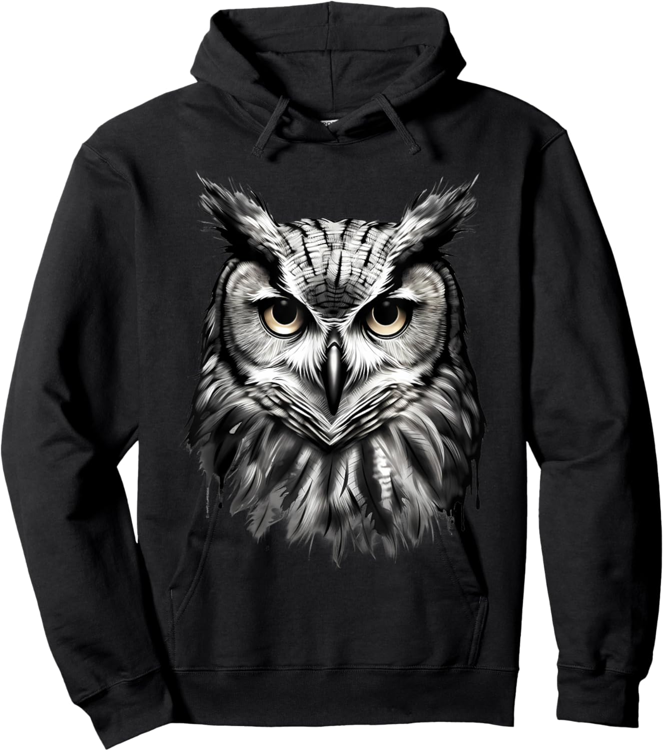 Owl Artwork Drawing Animal Lovers Animal Print Portrait Hoodie - Hoodie | Black