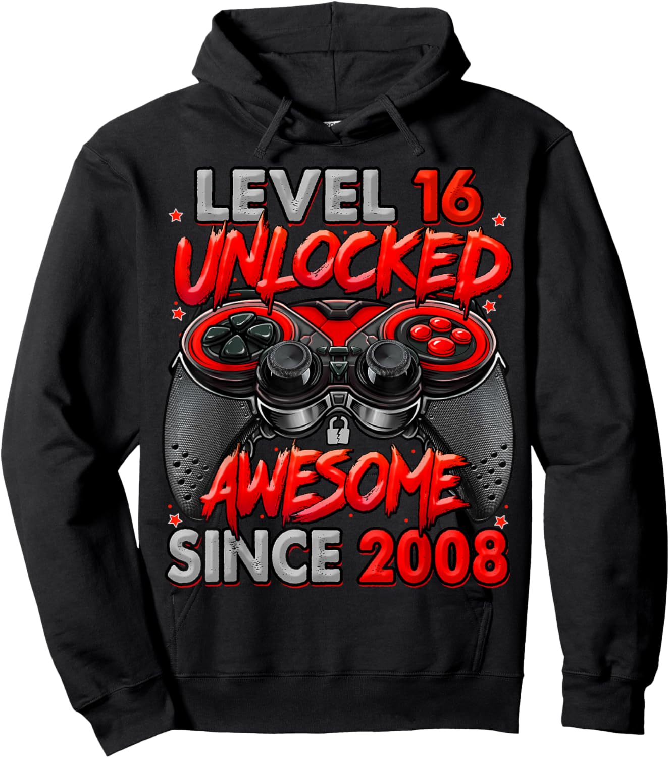 Level 16 Unlocked Awesome Since 2008 Gaming 16th Birthday Hoodie - Hoodie | Black
