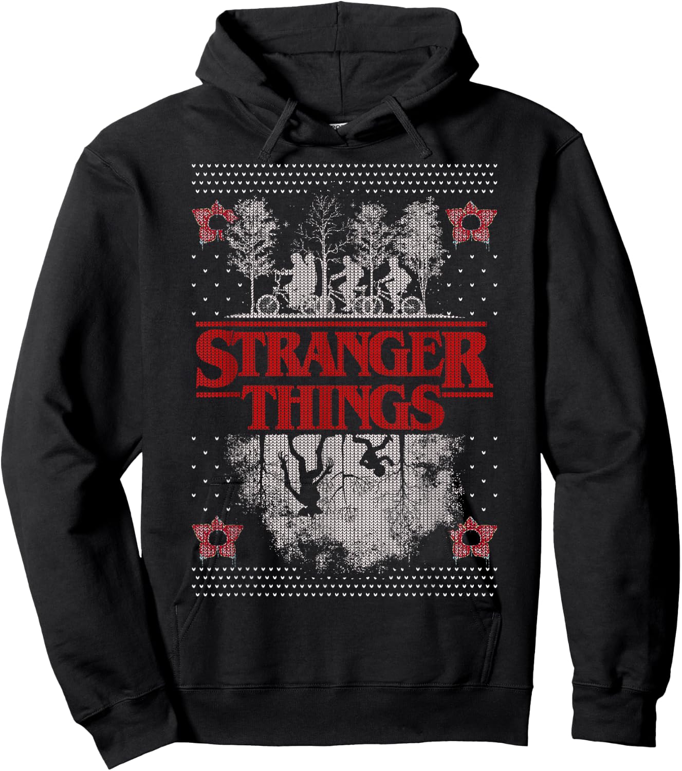 Netflix Stranger Things Ugly Christmas Sweater Style Hoodie - Hoodie | Black