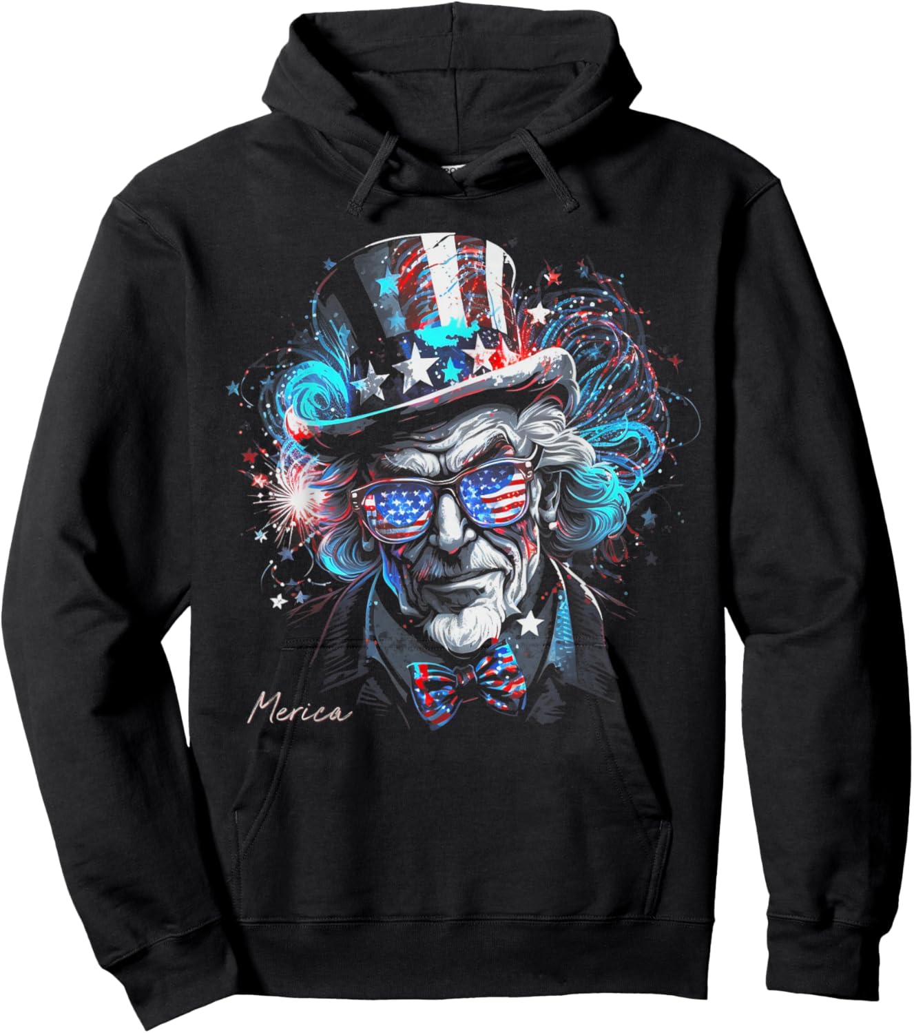 Uncle Sam Fourth 4th of July American Flag USA America Funny Hoodie - Hoodie | Black