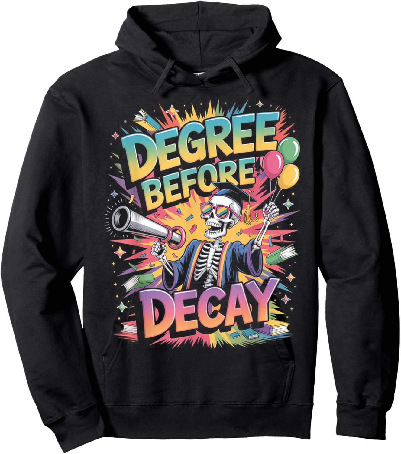 Academic Skeleton Graduation Graffiti Chaoscore Graduation Hoodie - Hoodie | Black