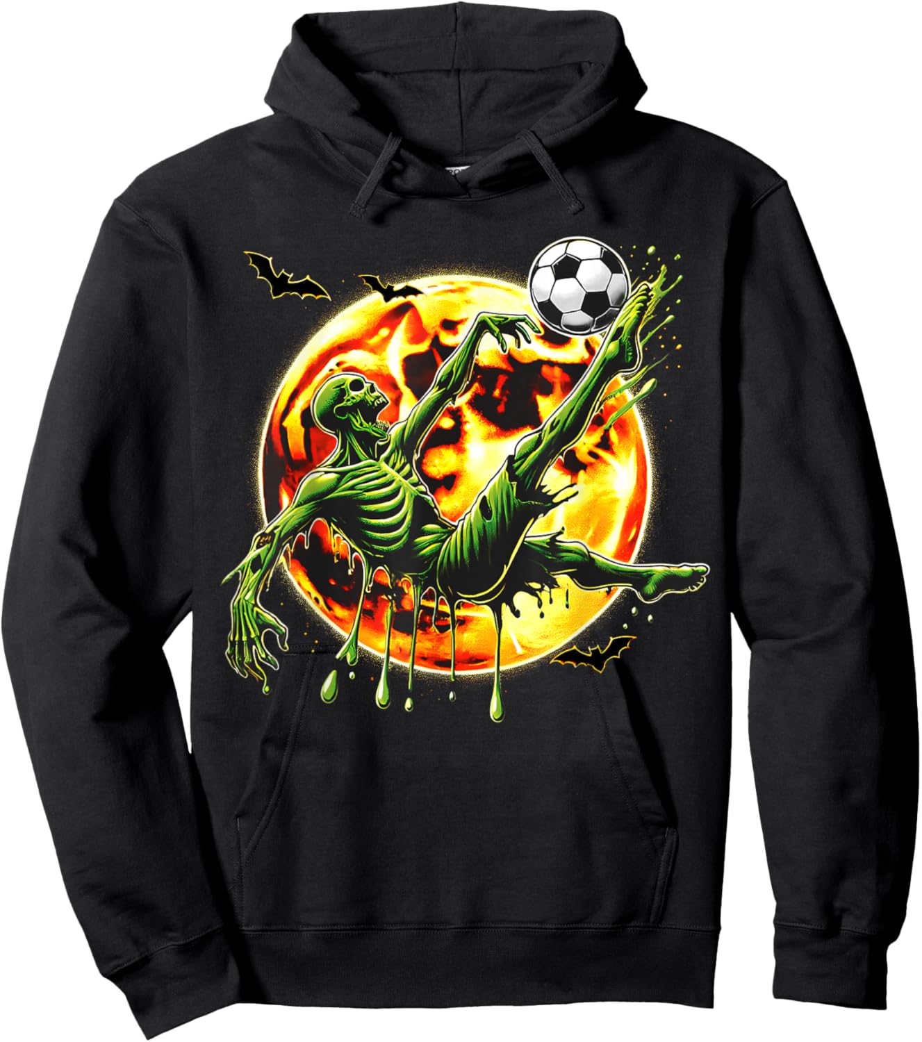 Spooky Zombie Playing Soccer, Halloween Costume Boys Girls Hoodie - Hoodie | Black