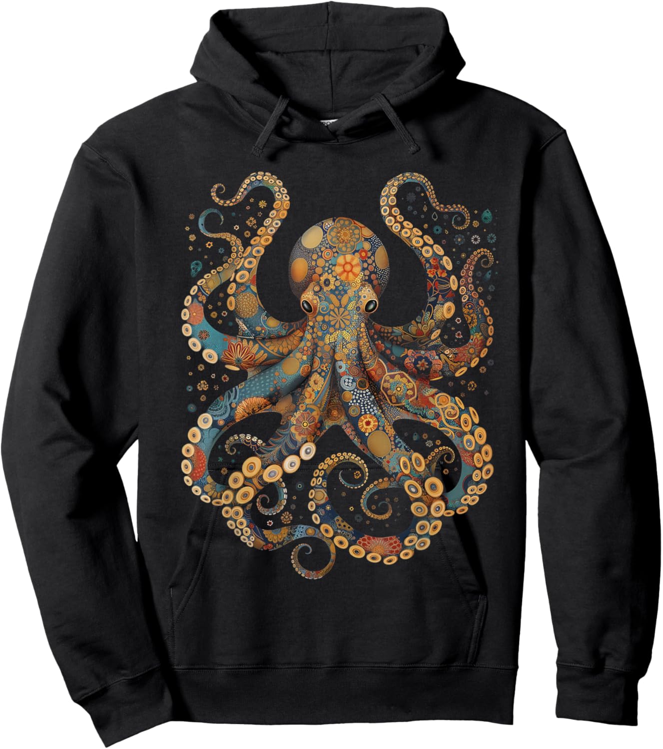 Octopus Floral Vintage Flowers Octopus Octopus Diving Hoodie - Hoodie | Black