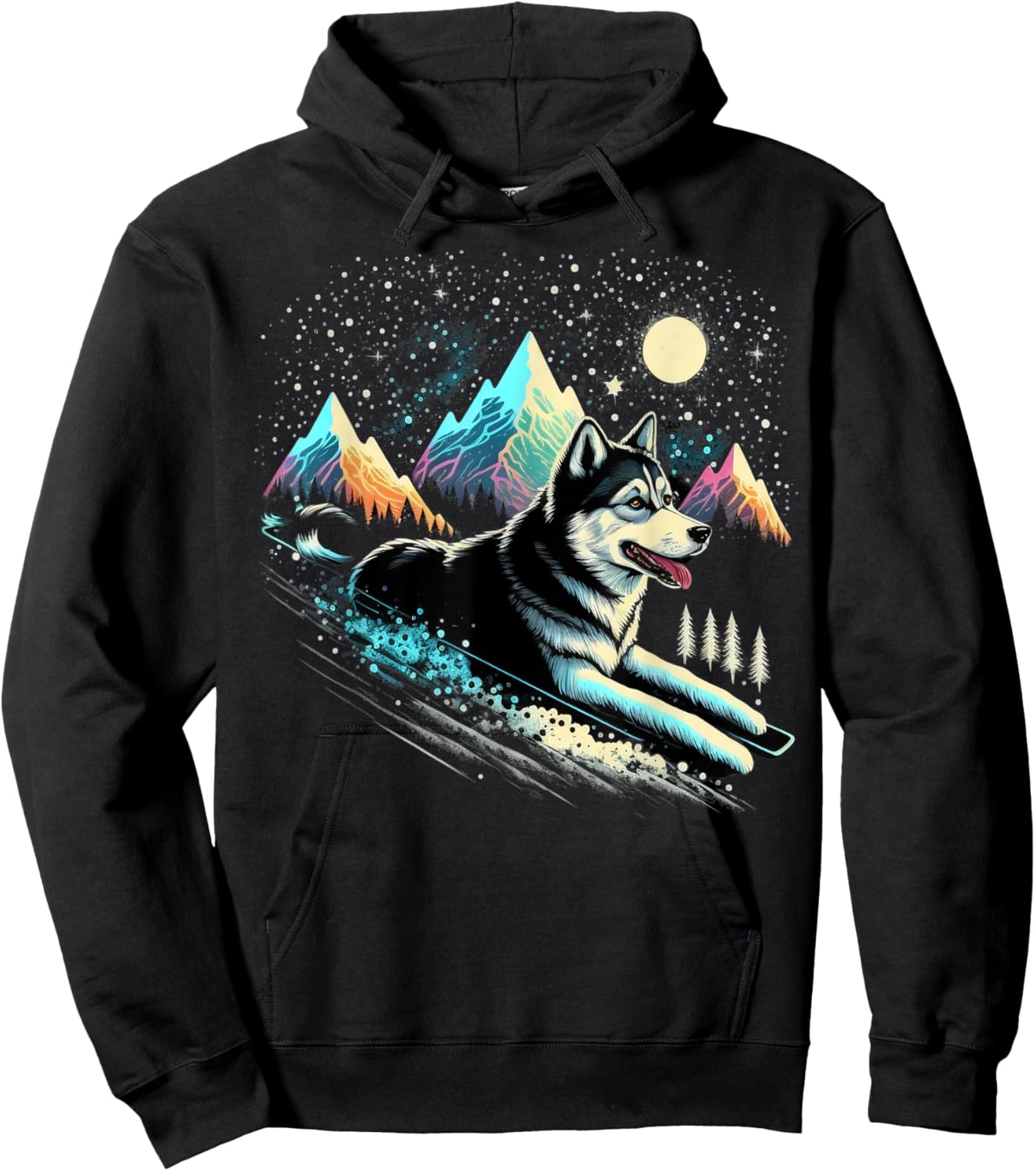Siberian Husky Lover Apparel for Husky Owner - Cute Siberian Husky Dog - Adult & Kids - Black - Short Sleeve - - Regular Fit - Cotton 60%, Polyester 40% Hoodie - Hoodie | Black