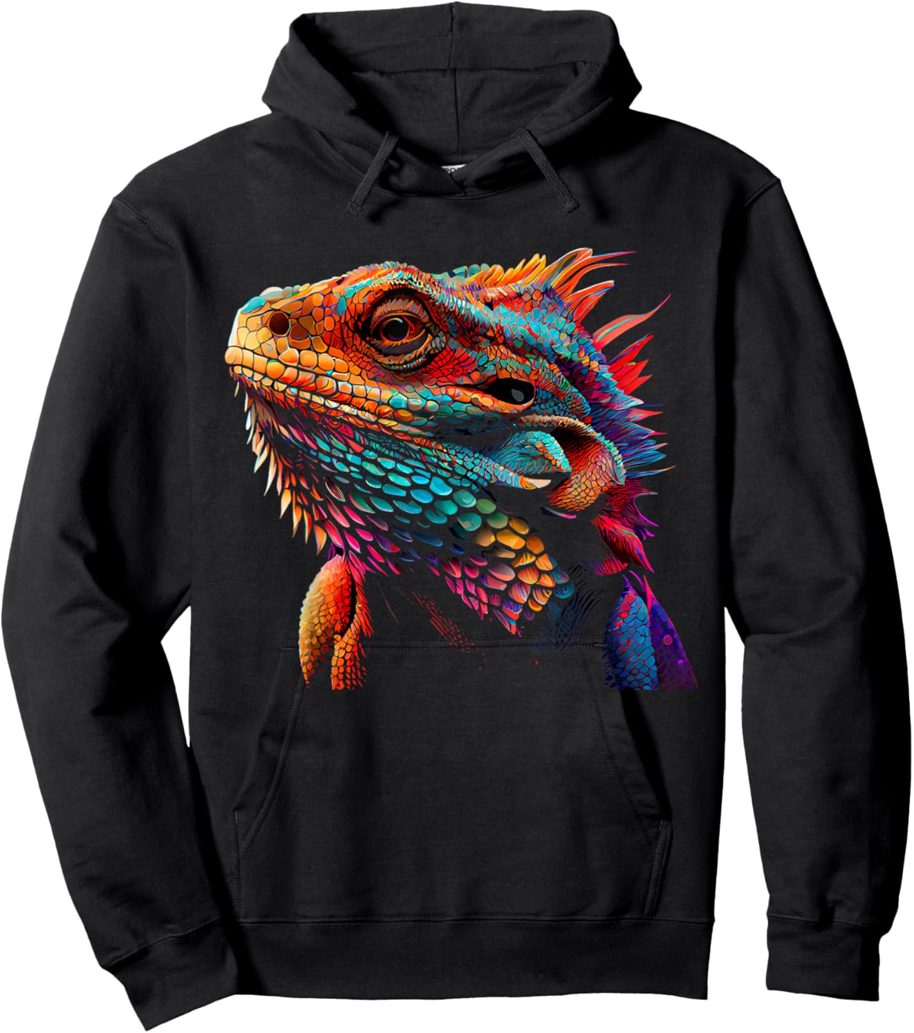 Bearded Dragon Lover Fun Colorful Cool Painting Art Cute Pet Hoodie - Hoodie | Black
